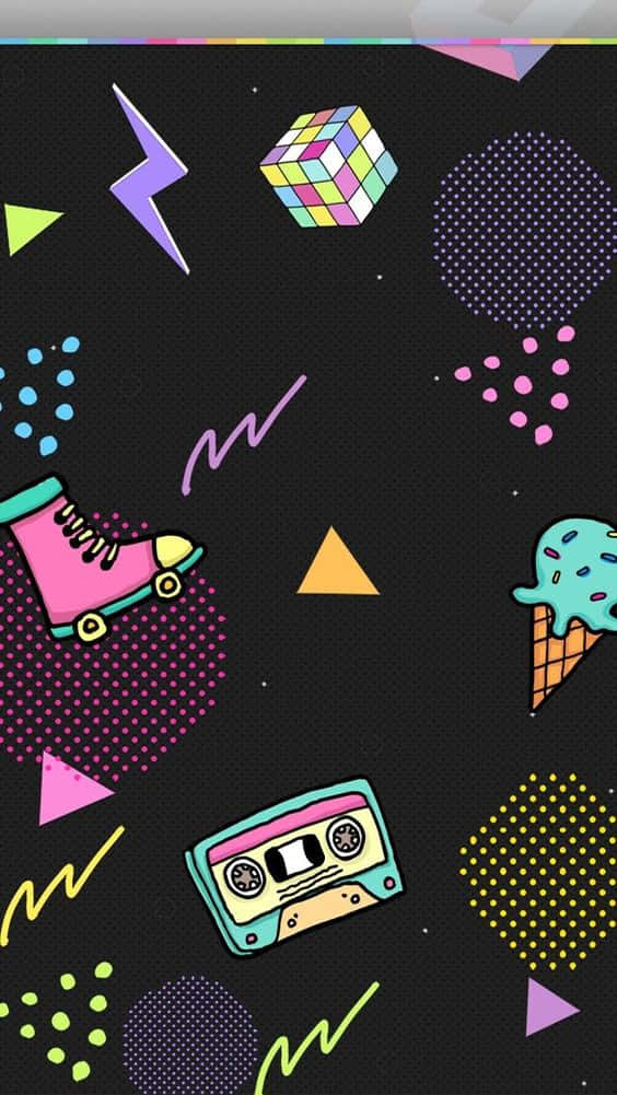 80s, roller skates, cassette tapes, SD Phone Wallpaper