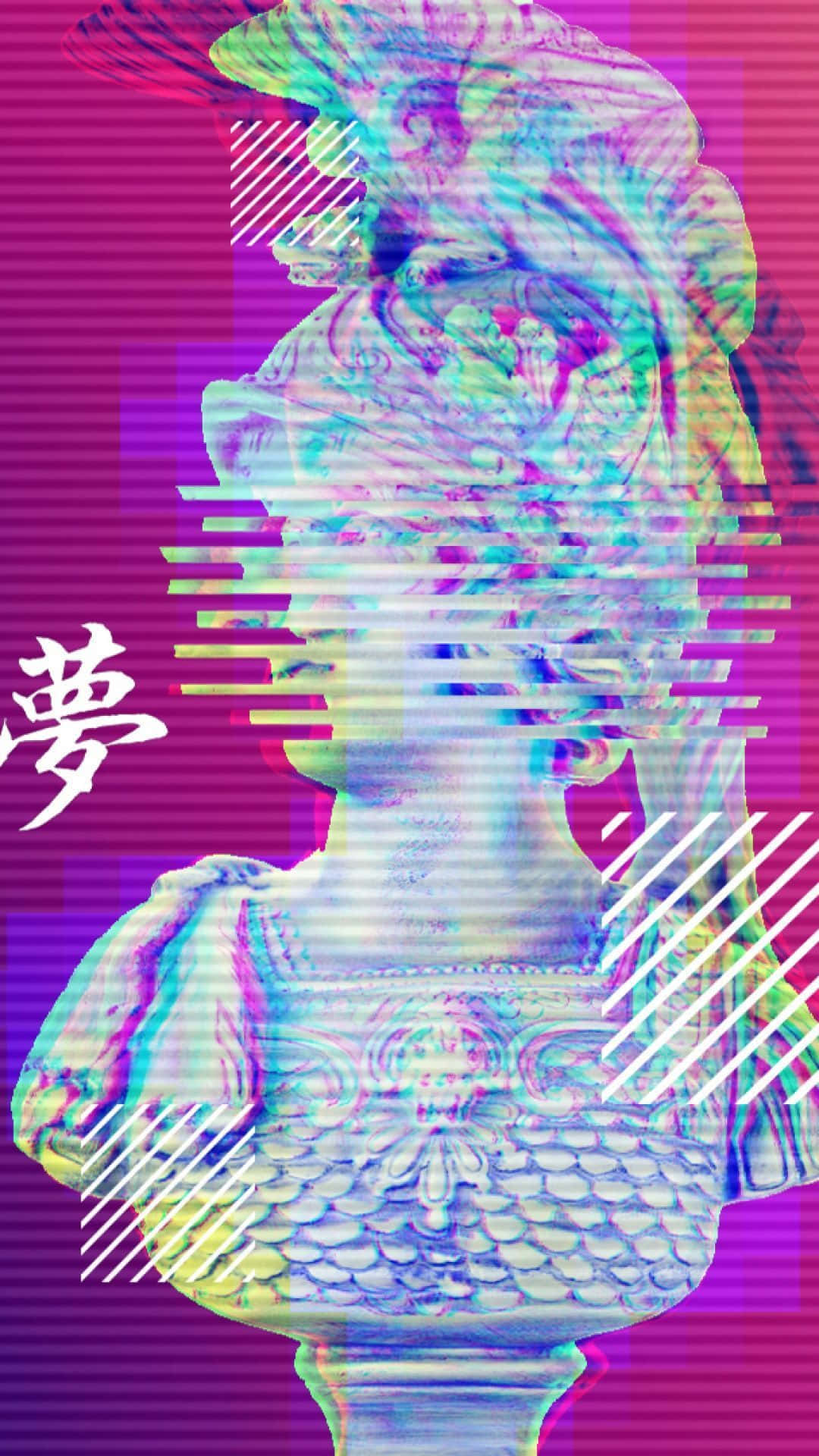 80s aesthetic, neon colors, Japanese kanji, Full HD Phone Wallpaper