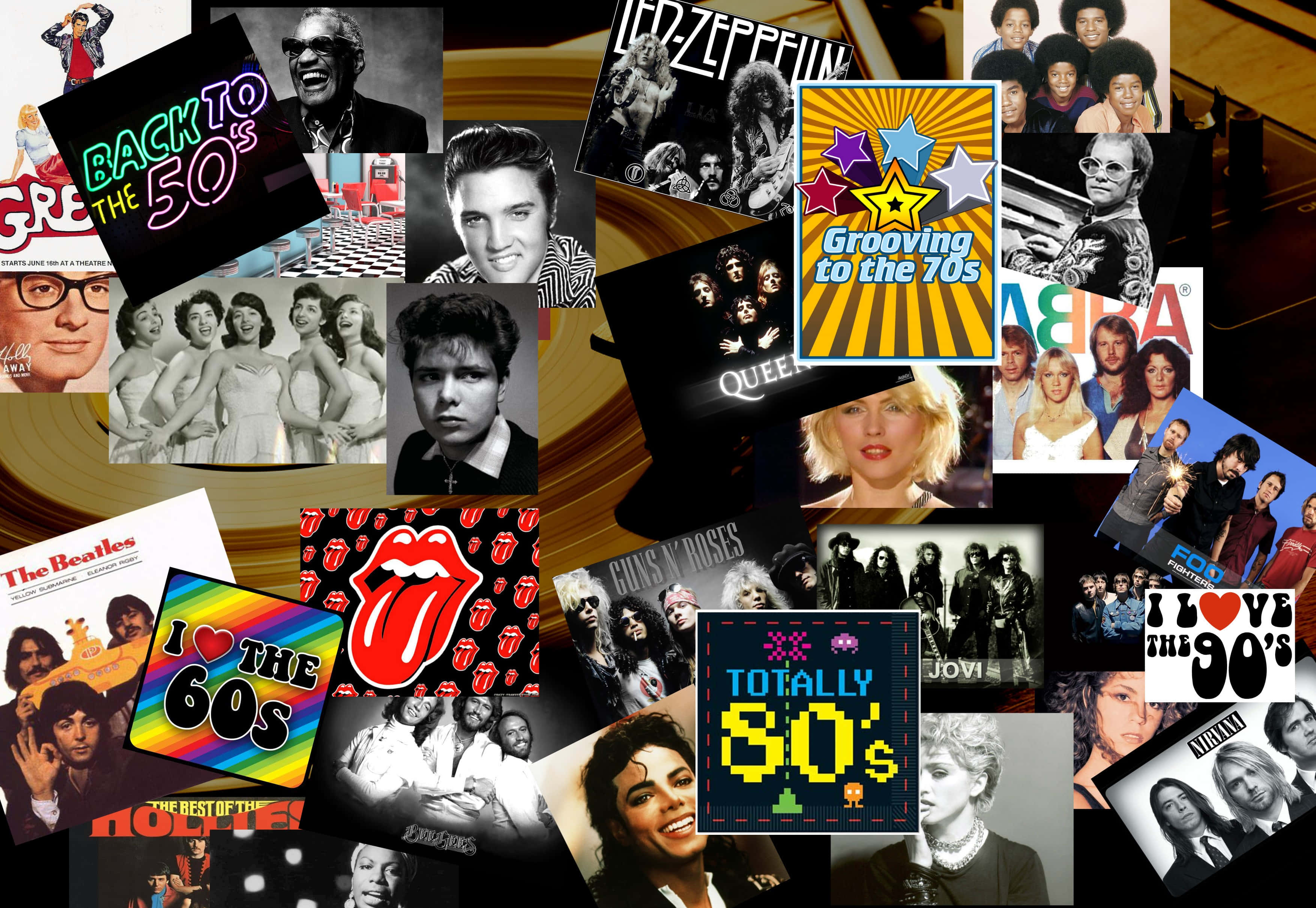 vintage vinyl collection, 50s, 60s, 2K Desktop Wallpaper