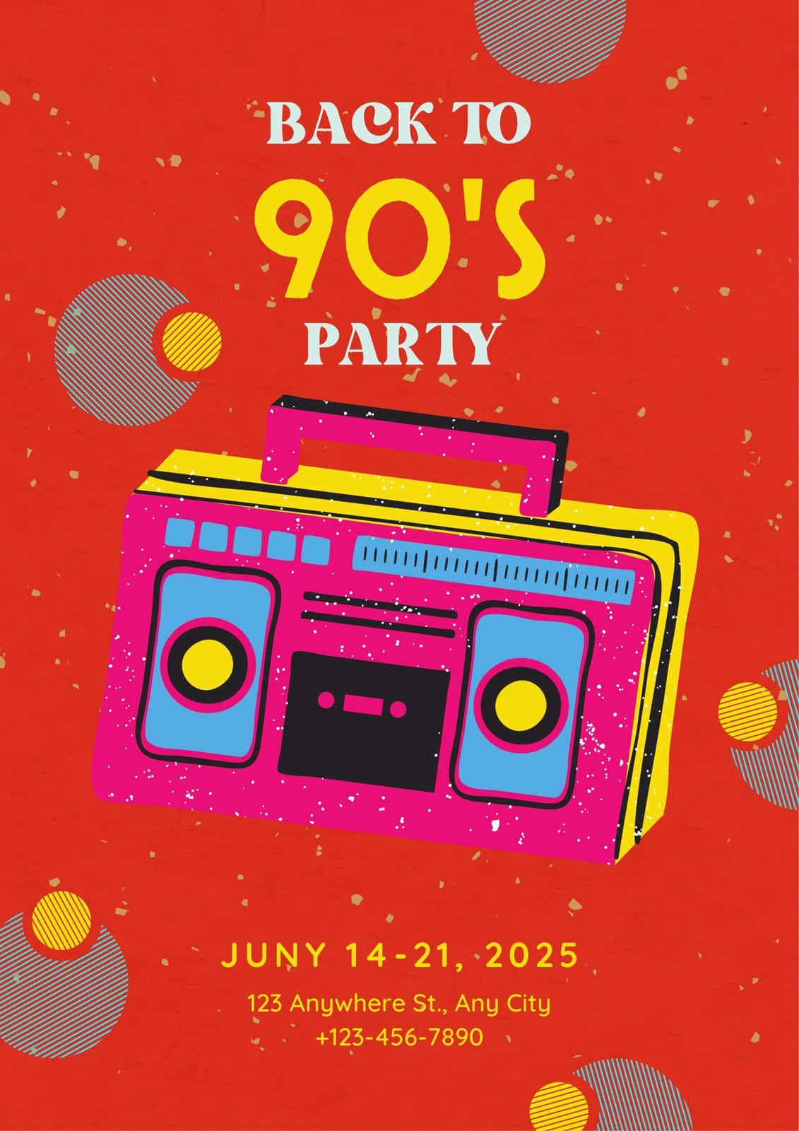 90s party, retro music, pink boombox, HD Phone Wallpaper