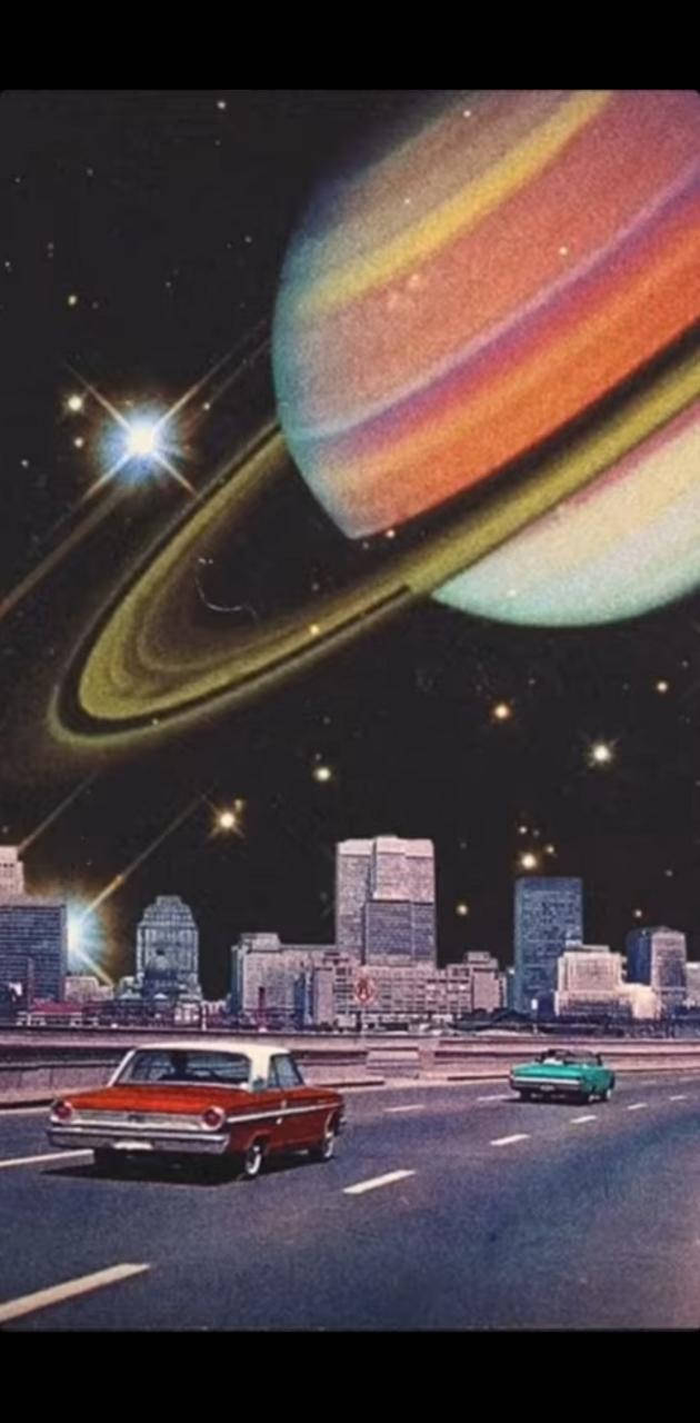 Retro Space, vintage cars, highway, HD Phone Wallpaper