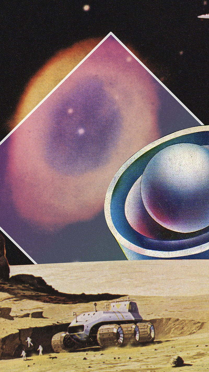 retro-futuristic rover, barren alien planet, cosmic nebula, HD Phone Wallpaper