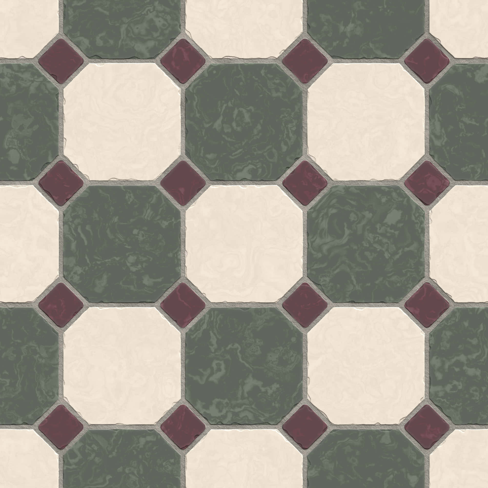 vintage octagon tile pattern, green marbled octagons, cream squares, Full HD Desktop Wallpaper