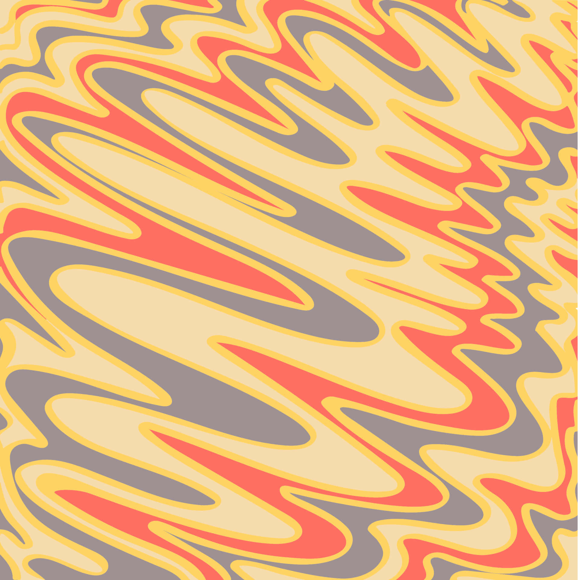 retro wavy pattern, coral yellow, gray, Full HD Desktop Wallpaper