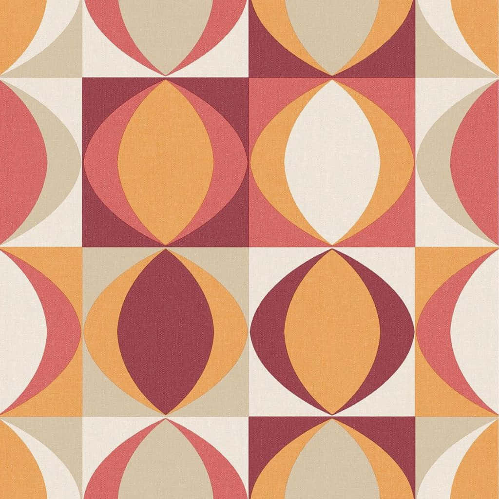 retro geometric pattern, teardrop shapes, orange pink, SD Desktop Wallpaper