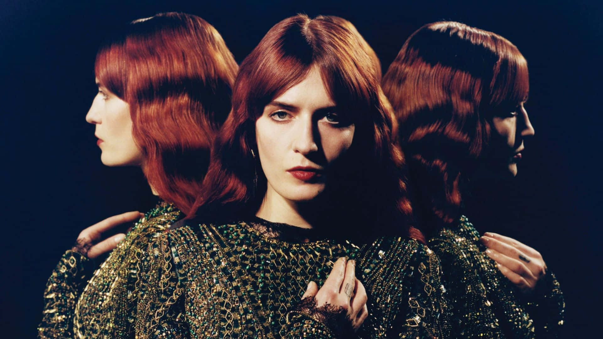 retro hairstyle, multiple exposures, red hair, Full HD Desktop Wallpaper