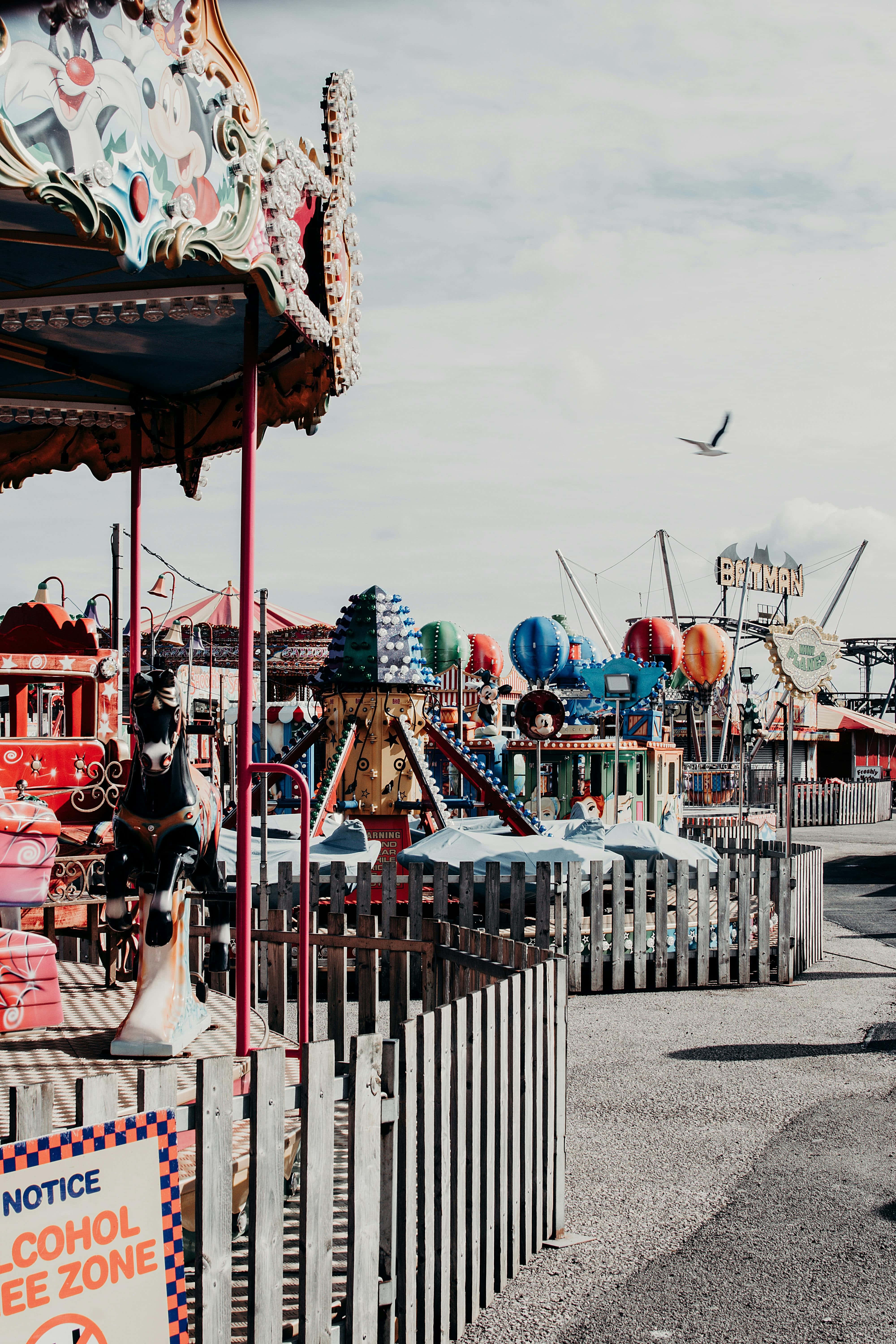 vintage carousel, ornate details, colorful carnival rides, 5K Phone Wallpaper