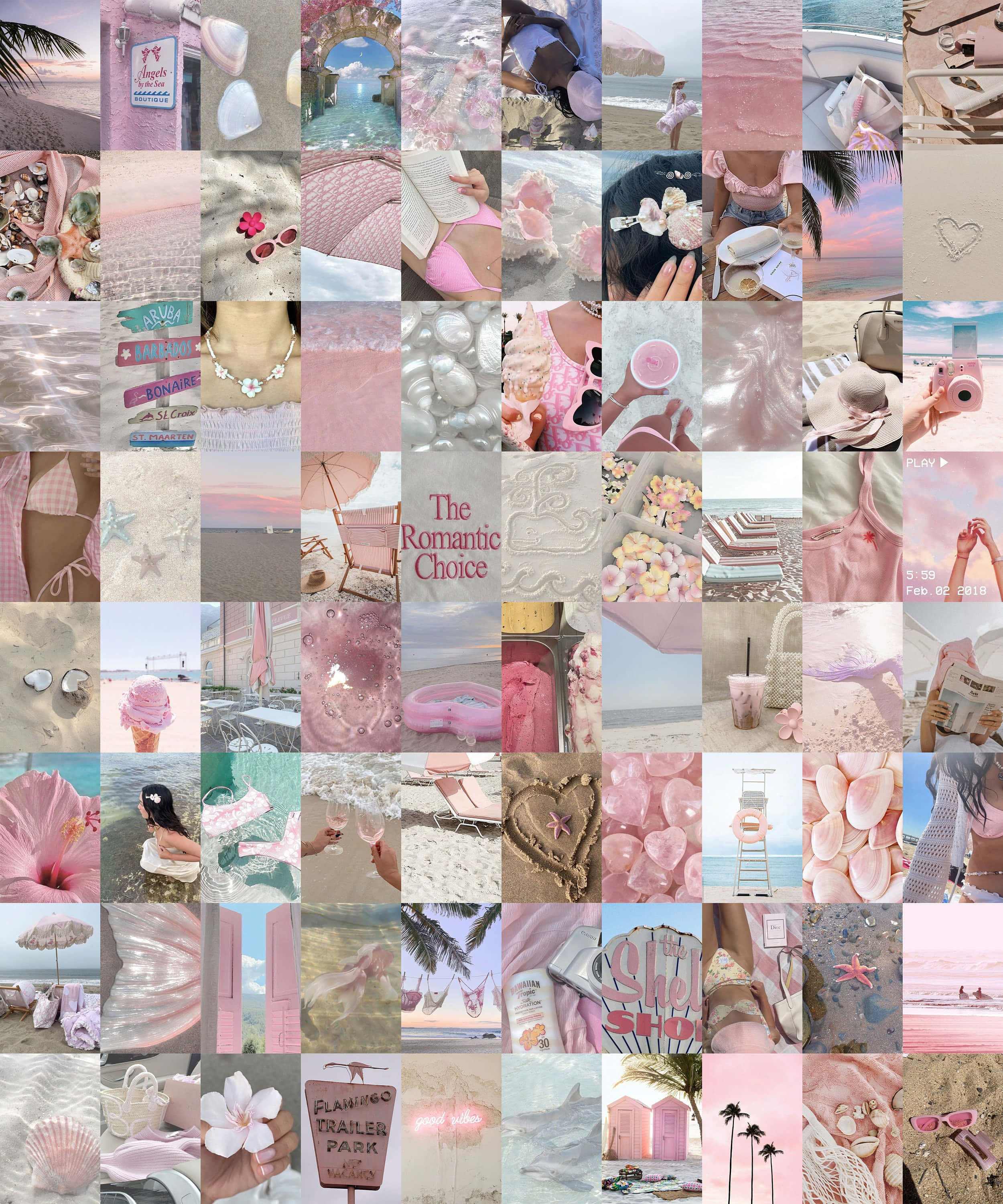 pastel summer aesthetic, pink beach, pastel sunsets, 2K Phone Wallpaper