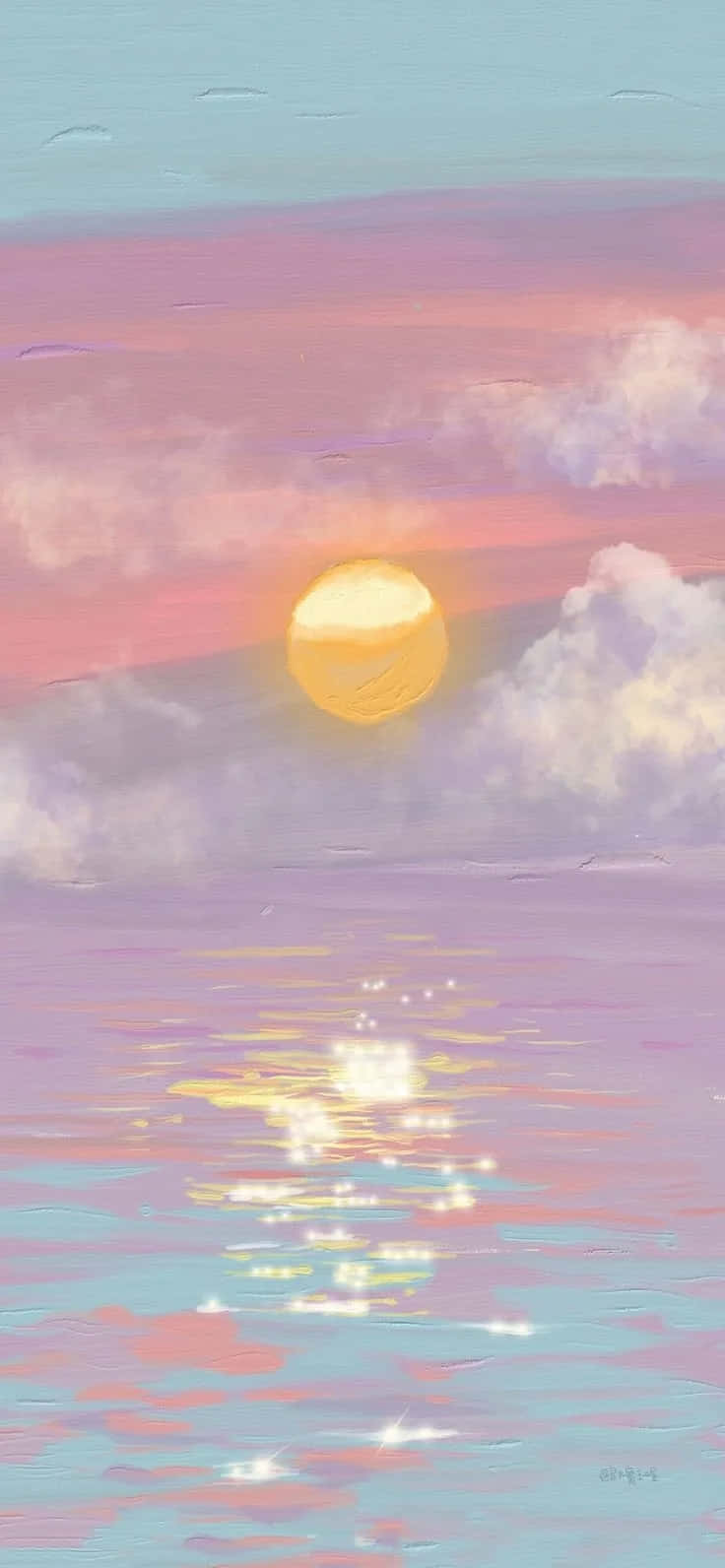 Retro Summer Sunset Aesthetic, pastel sunset, calm waters, HD Phone Wallpaper