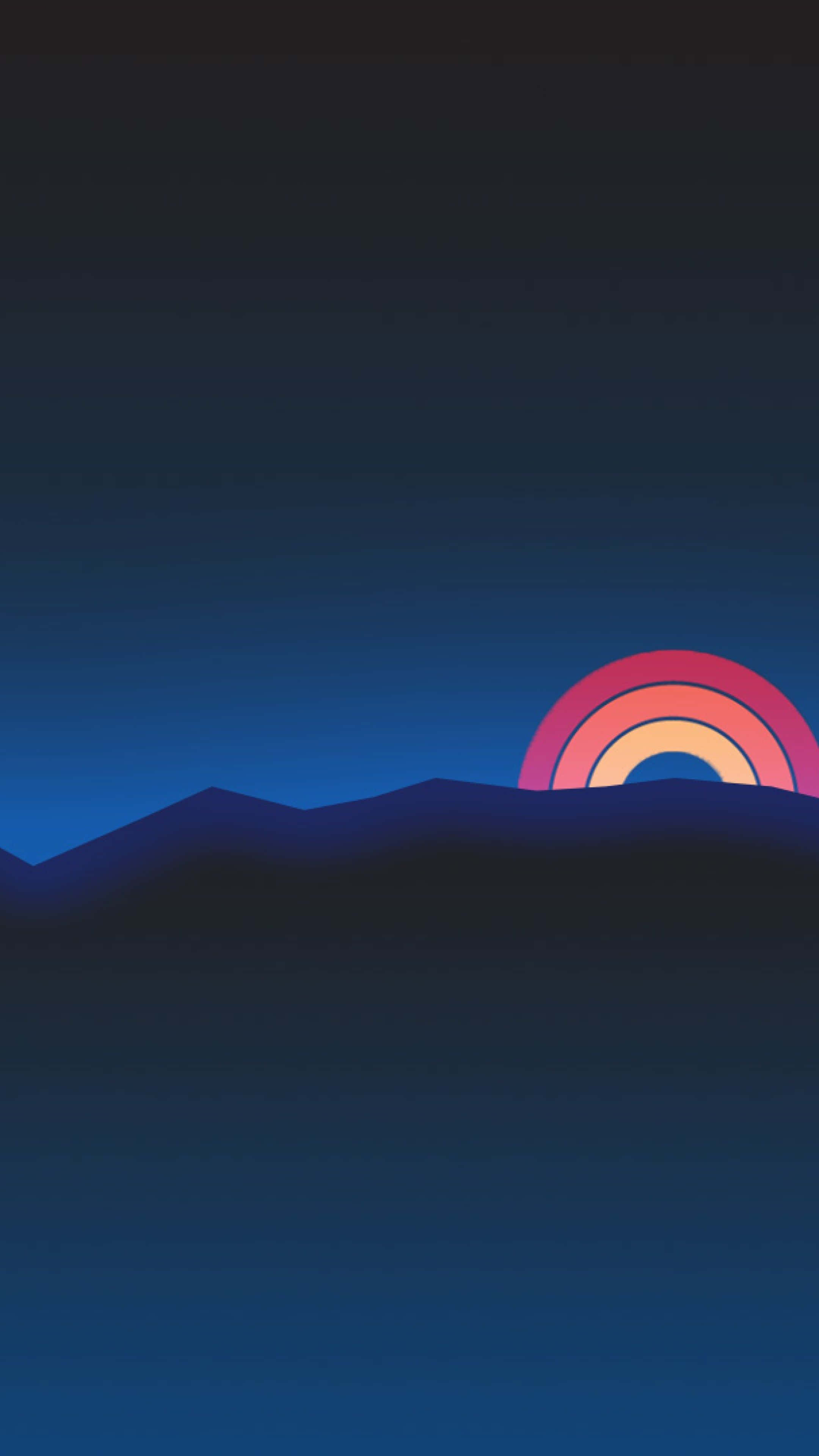 retro sunset, minimalist digital sunset, stylized rainbow, 4K Phone Wallpaper