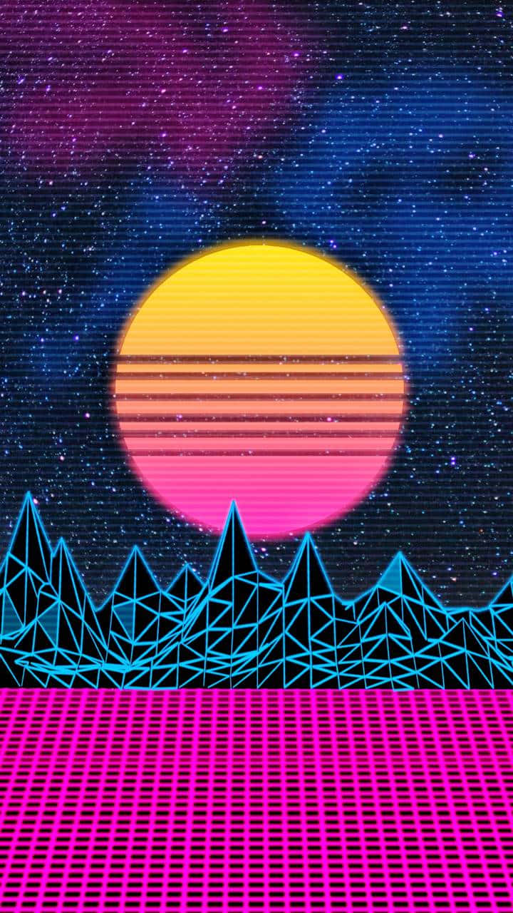 retro sunset, pastel hues, striped sun, HD Phone Wallpaper
