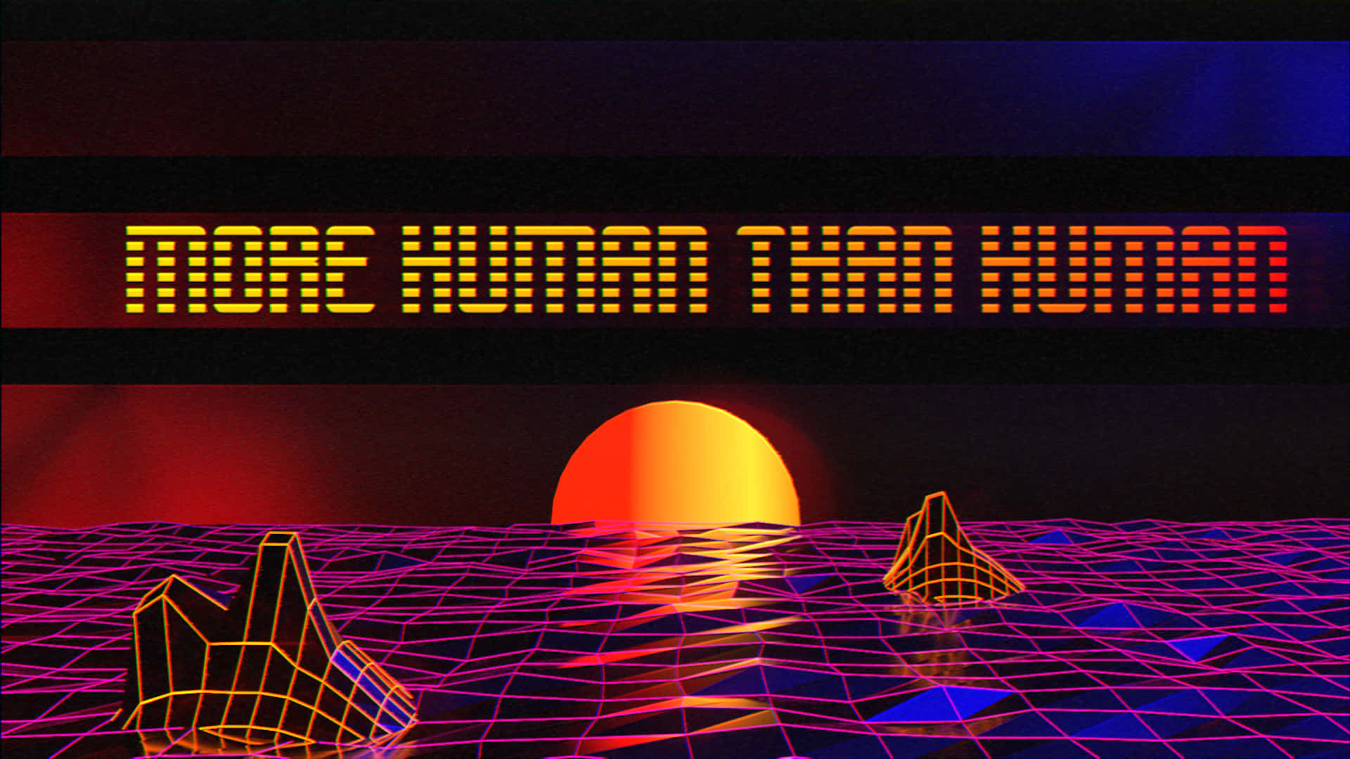 Retro Sunset, neon-drenched, retrofuturistic sunset, Full HD Desktop Wallpaper