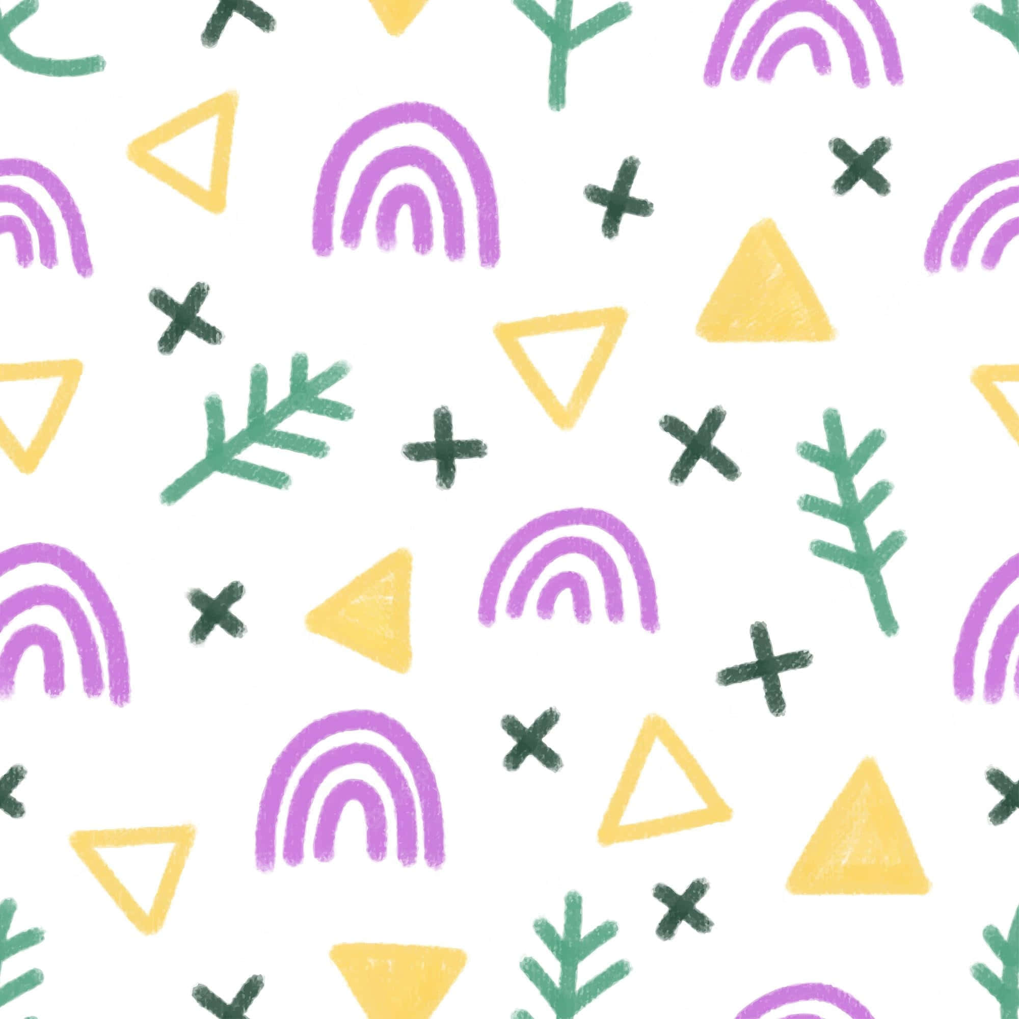 90s aesthetic laptop, hand-drawn rainbows, triangles, Full HD Desktop Wallpaper
