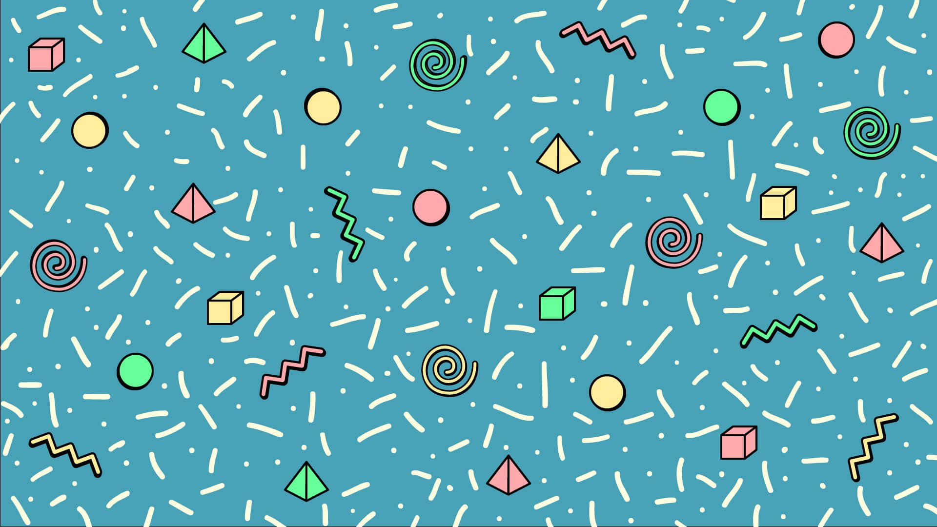 90s computer, teal background, vibrant retro pattern, Full HD Desktop Wallpaper