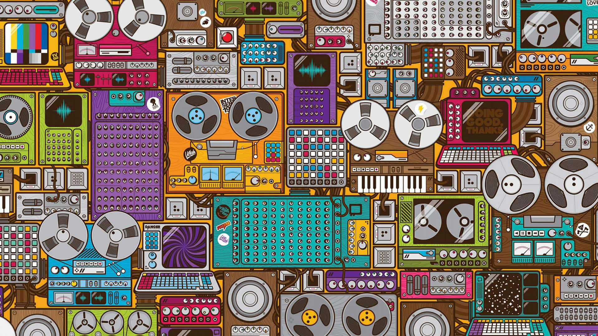 tape decks, synthesizers, keyboards, Full HD Desktop Wallpaper