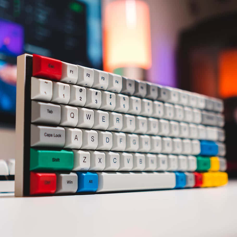 colorful mechanical keyboard, vibrant keycaps, gaming setup, SD Desktop Wallpaper