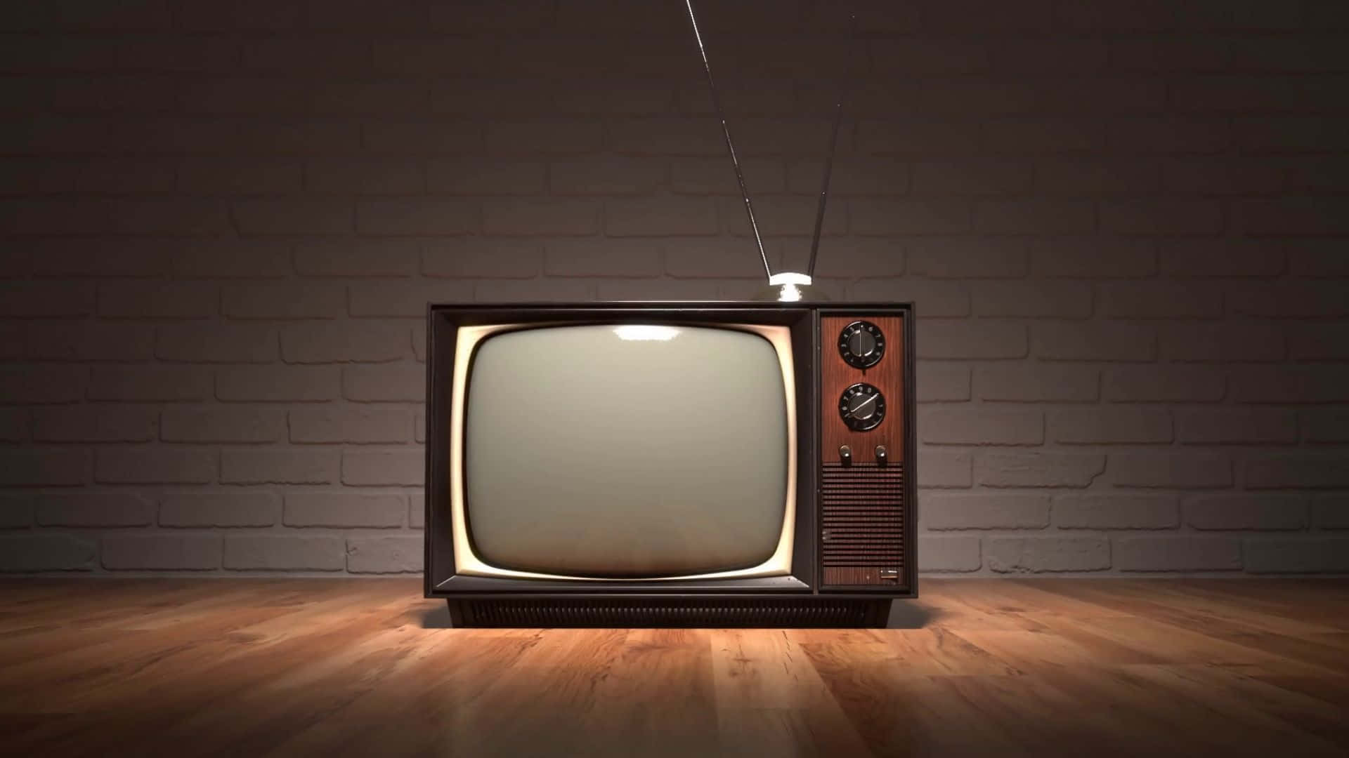 vintage wooden television, antenna, hardwood floor, Full HD Desktop Wallpaper
