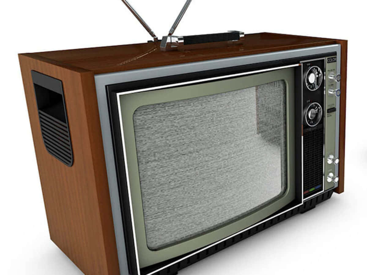 vintage wooden television, antenna, static-filled screen, SD Desktop Wallpaper