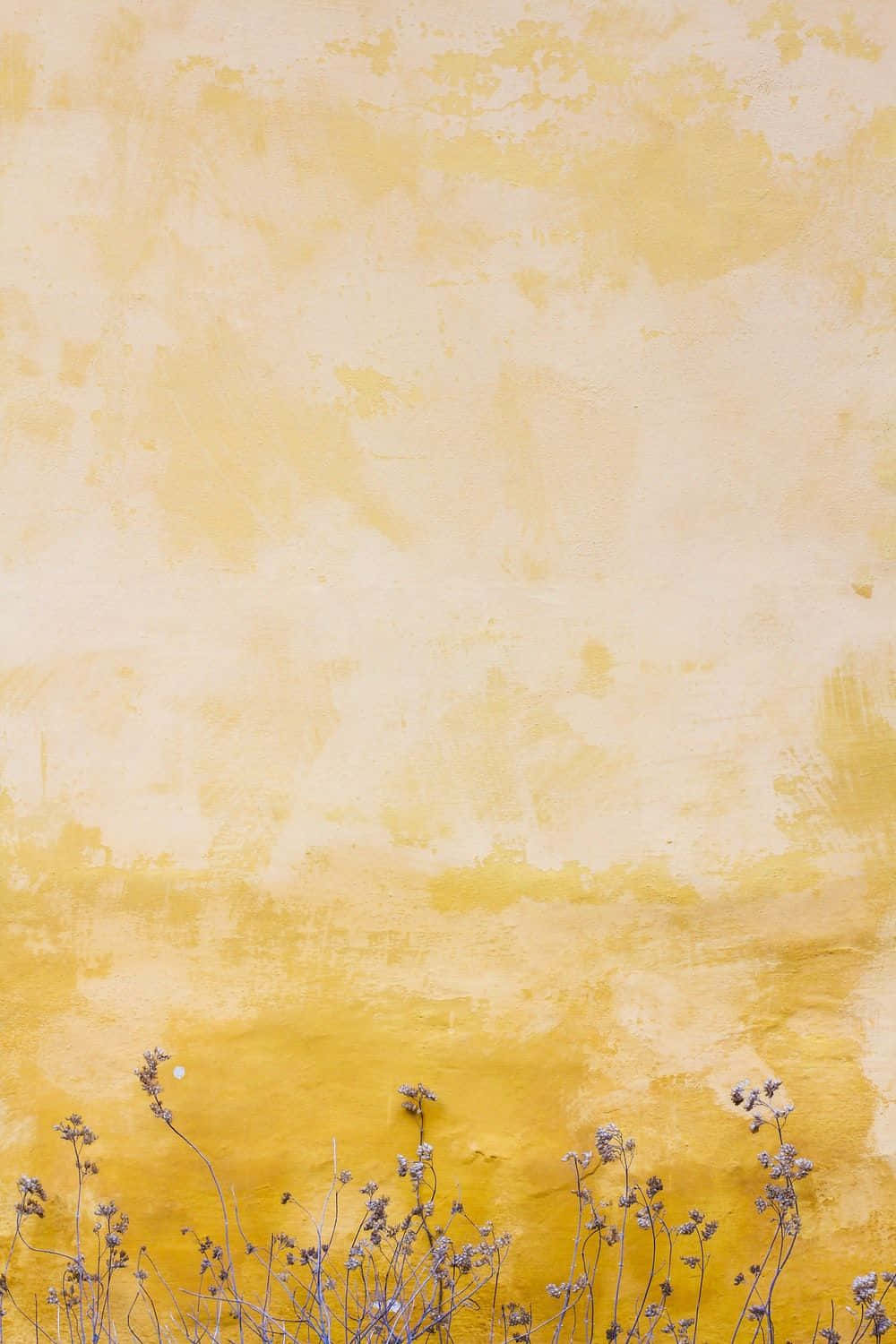 Retro Yellow, textured yellow wall, dried wildflowers, HD Phone Wallpaper