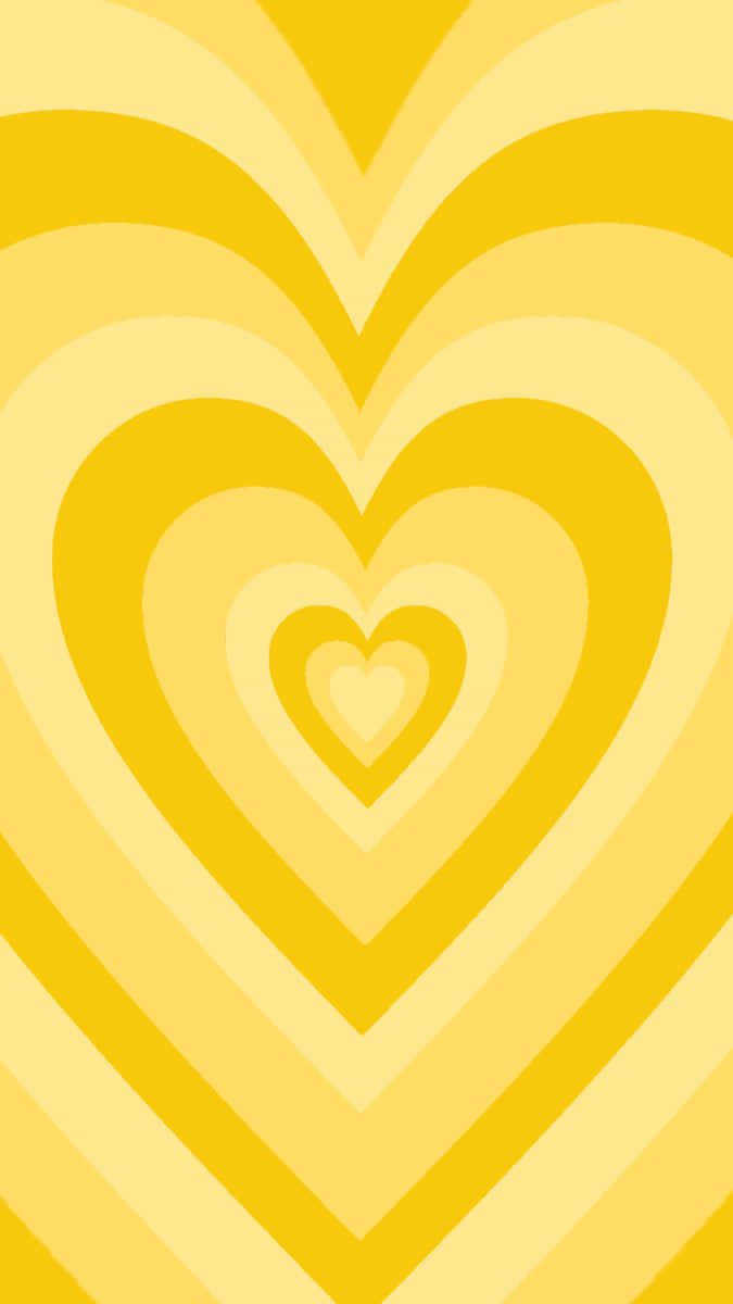 retro yellow, radiant yellow gradient, nested heart shapes, SD Phone Wallpaper