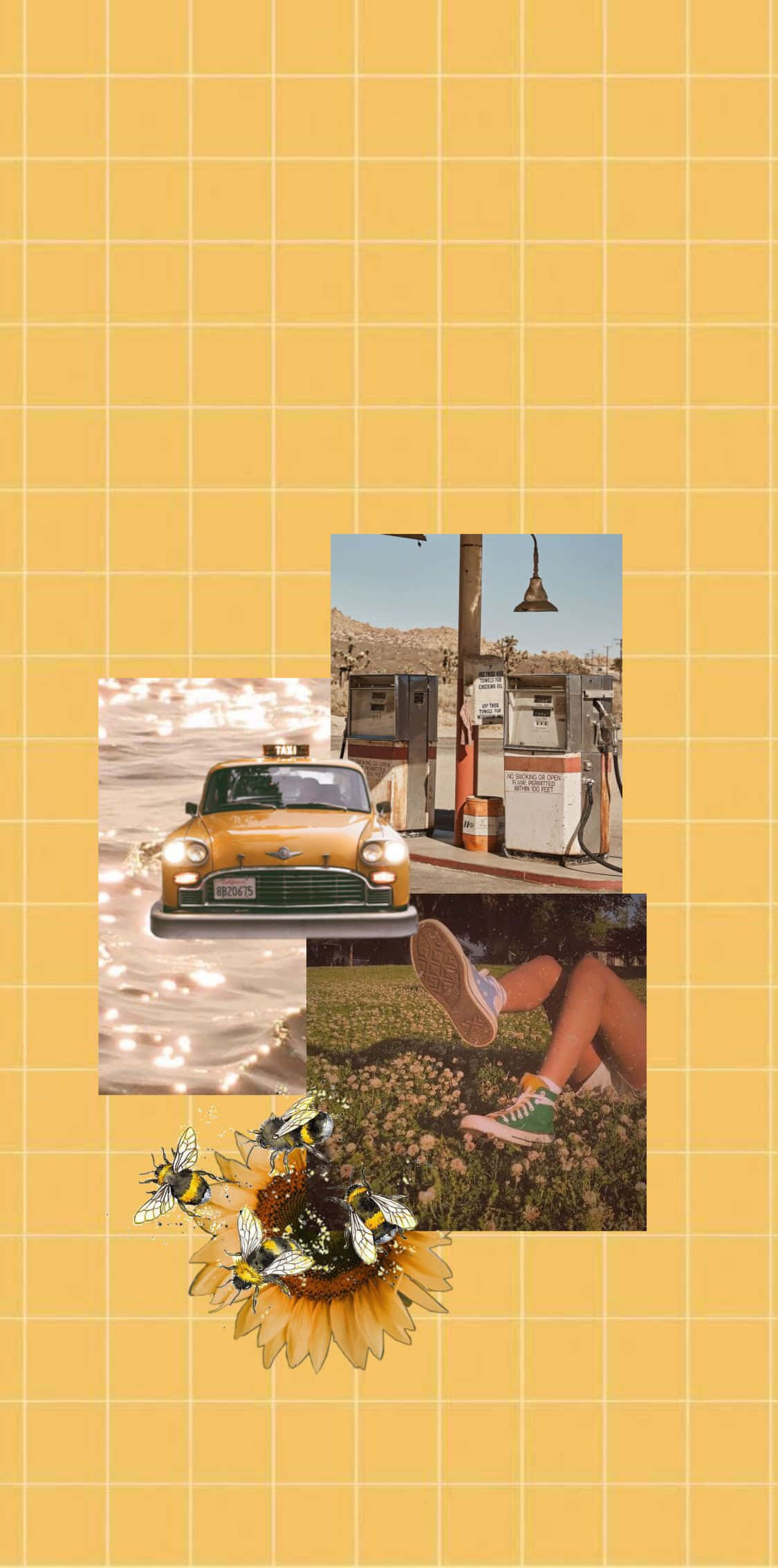 Retro Yellow, 1970s, vintage car, Full HD Phone Wallpaper