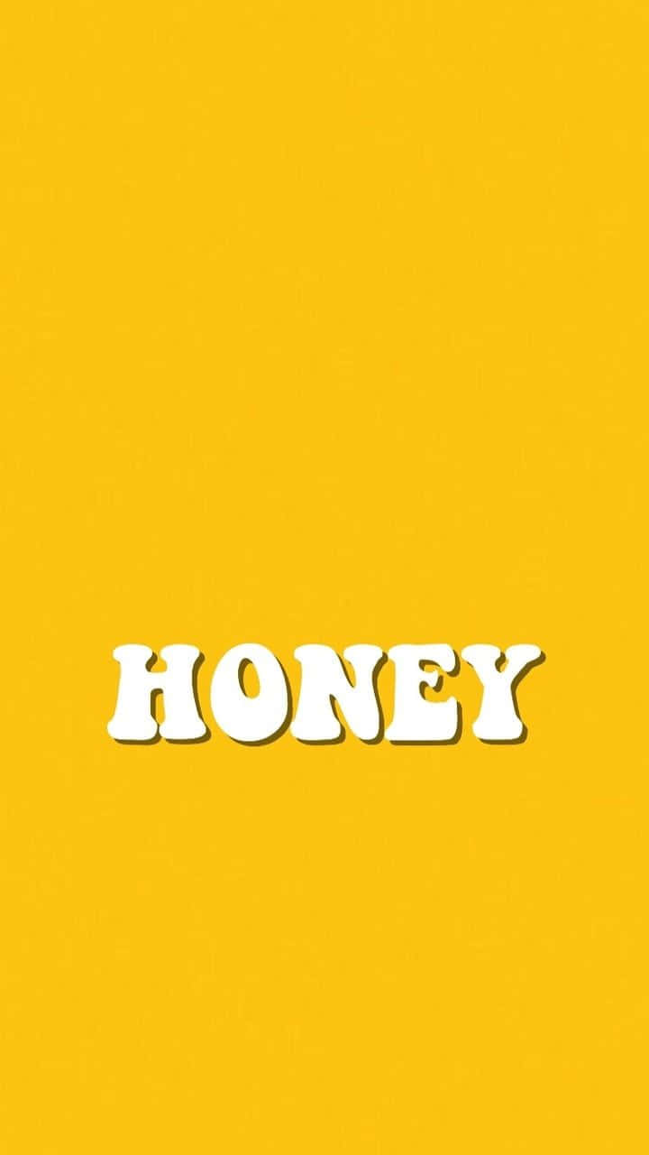 Retro Yellow, golden yellow, white 'HONEY' text, HD Phone Wallpaper