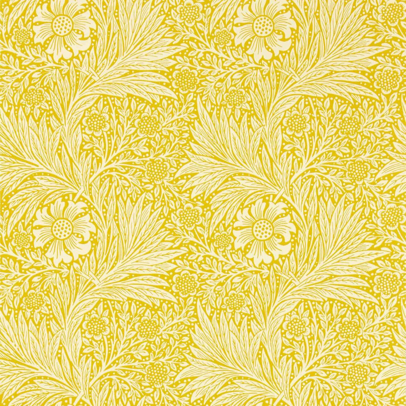 Retro Yellow, vibrant yellow, white floral, HD Desktop Wallpaper