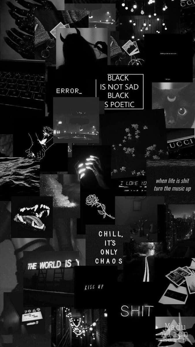 black, retro, collage art, SD Phone Wallpaper