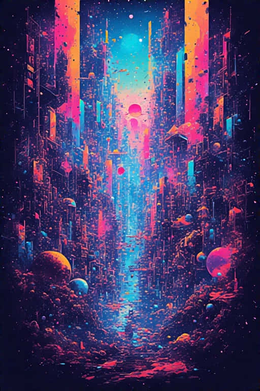 vaporwave dreamscape, 80s retro-futuristic, neon-drenched, SD Phone Wallpaper