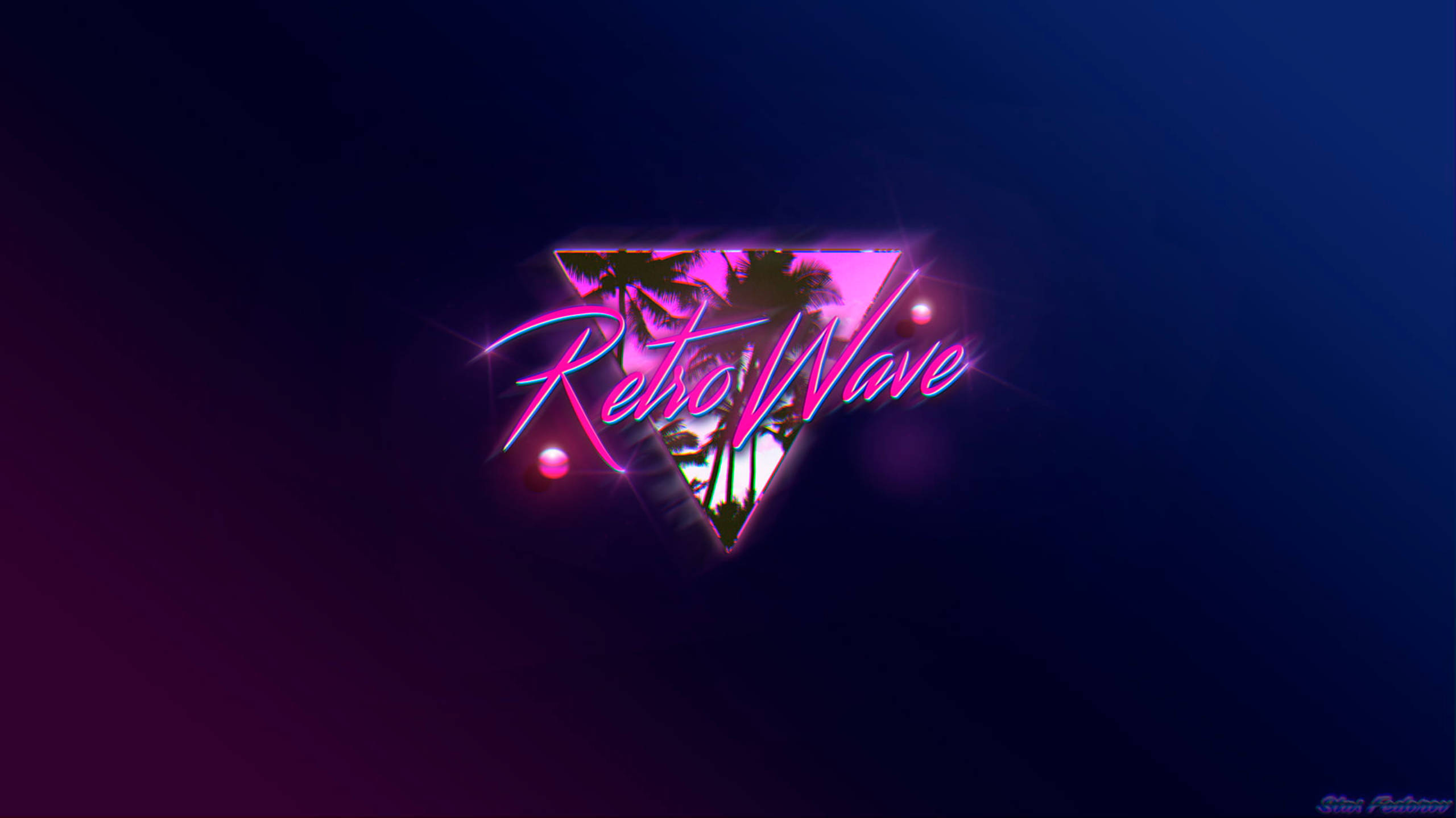 Retro Wave, neon pink, triangle, 2K Desktop Wallpaper