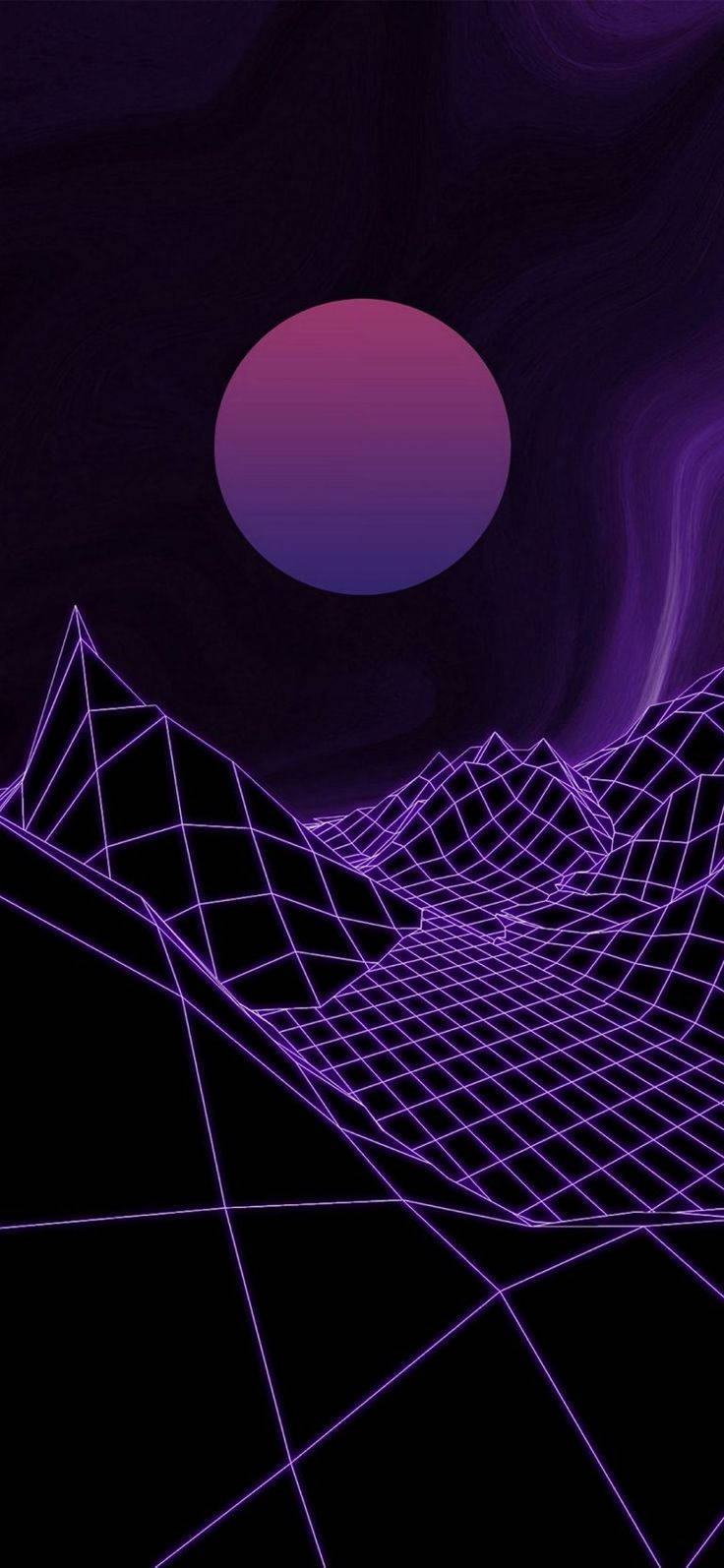 3D Phone, purple, grid landscape, HD Phone Wallpaper