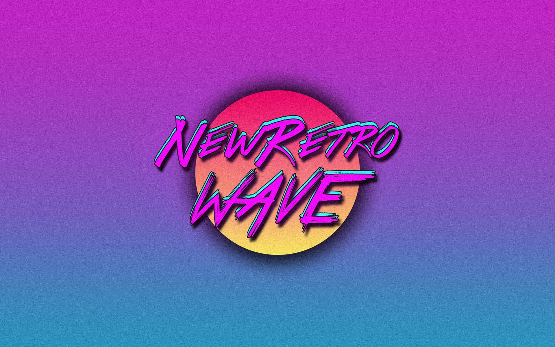 NEWRETRO WAVE, neon text, gradient purple blue, Full HD Desktop Wallpaper