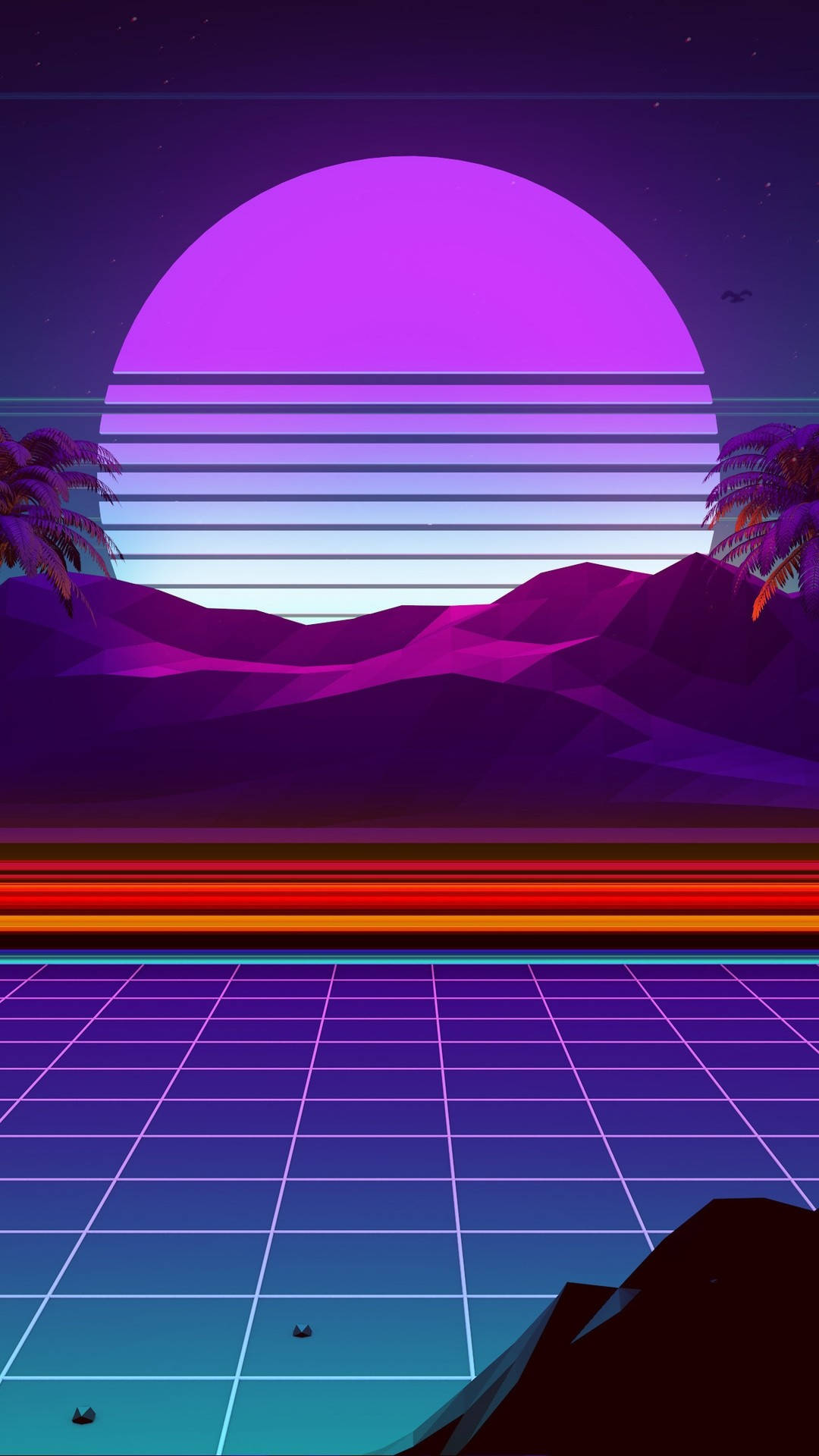 vintage iPhone, purple, retrowave, Full HD Phone Wallpaper