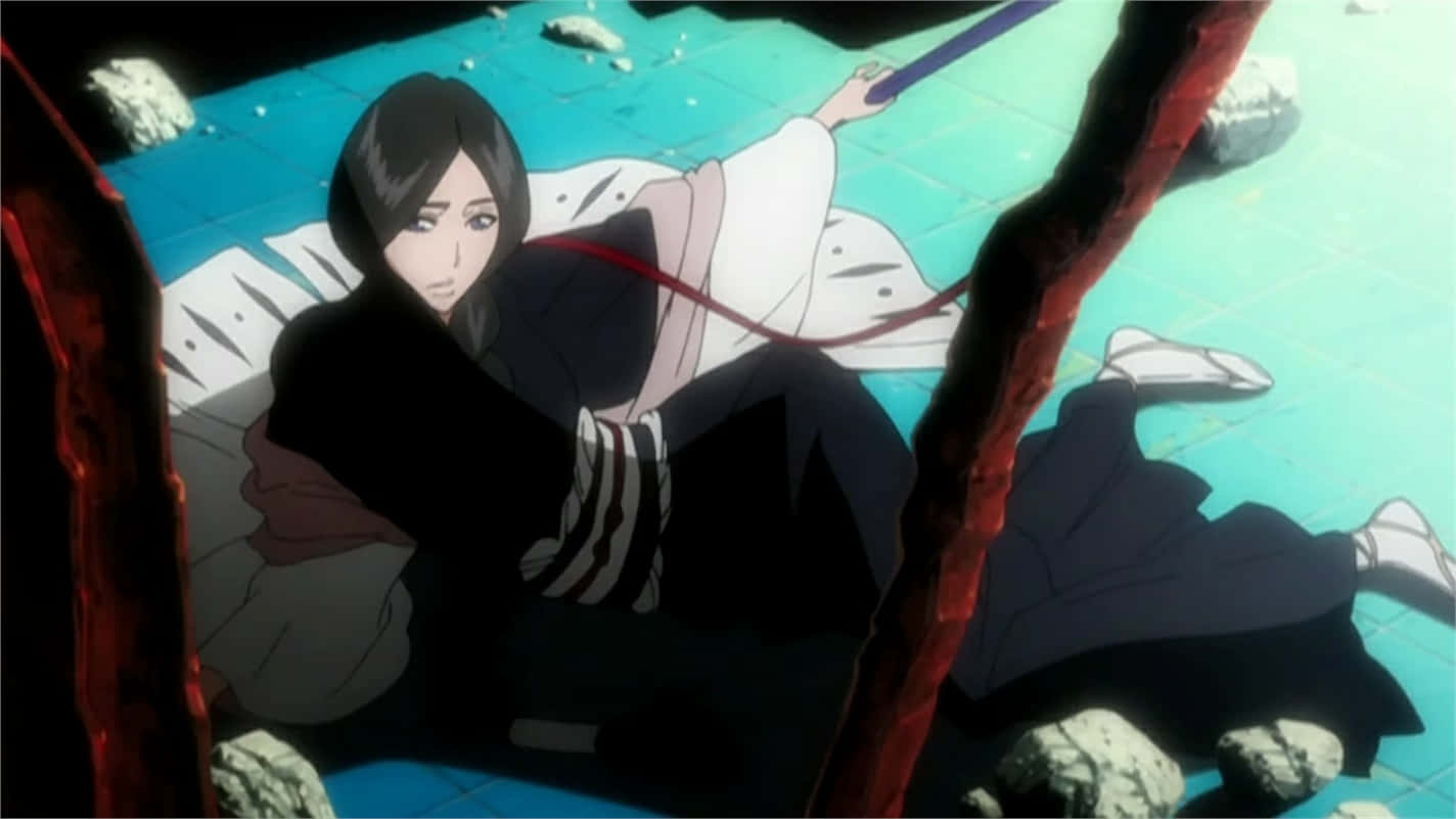 Retsu Unohana, black and white outfit, blue tiled floor, HD Desktop Wallpaper