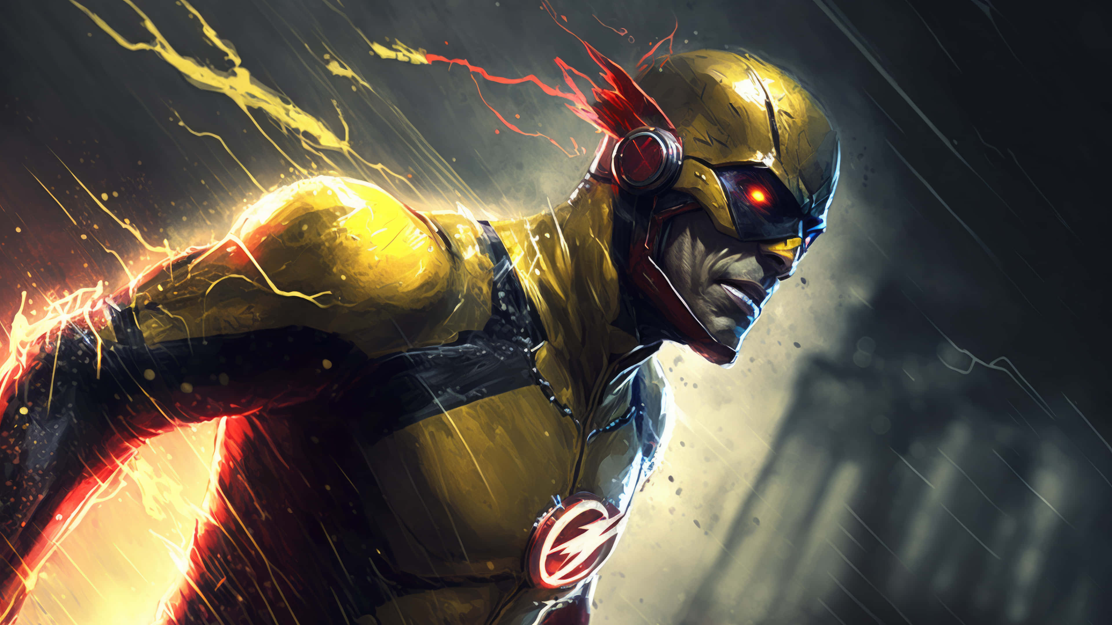 Reverse Flash, yellow and red suit, glowing eyes, 4K Desktop Wallpaper