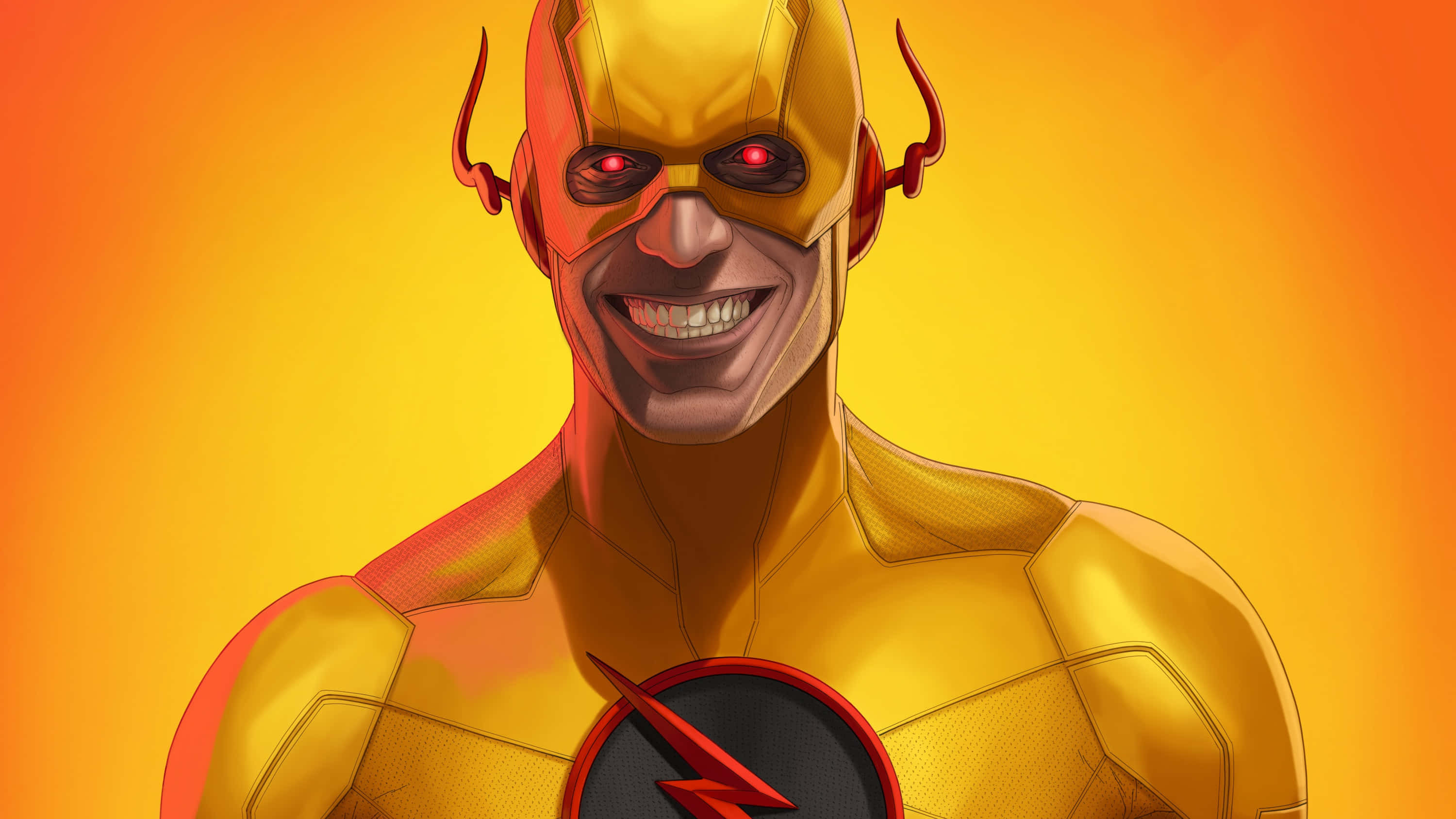 Reverse Flash, yellow suit, red lightning bolt emblem, 2K Desktop Wallpaper
