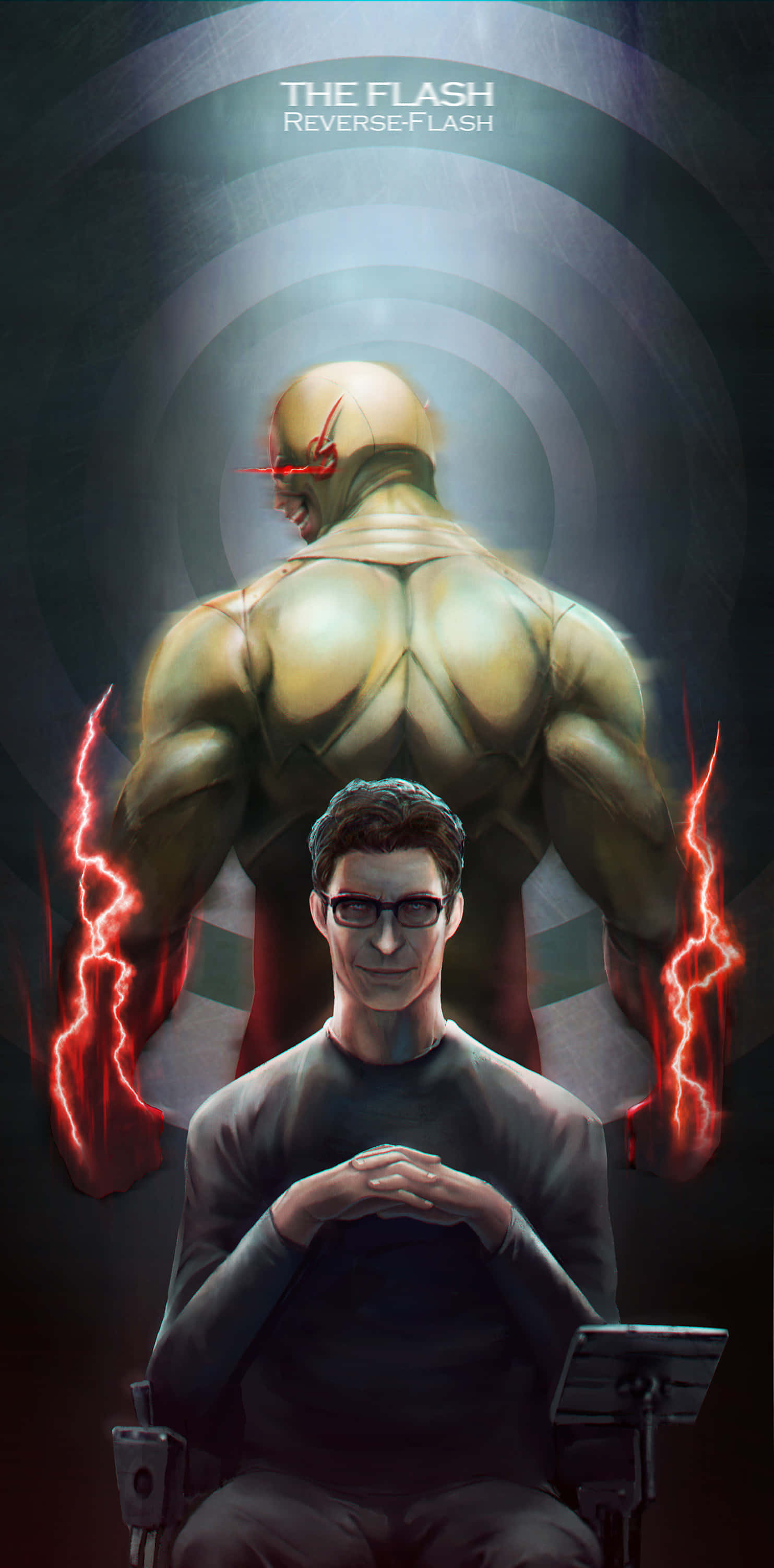 Reverse Flash, red lightning bolts, dark swirling background, 2K Phone Wallpaper