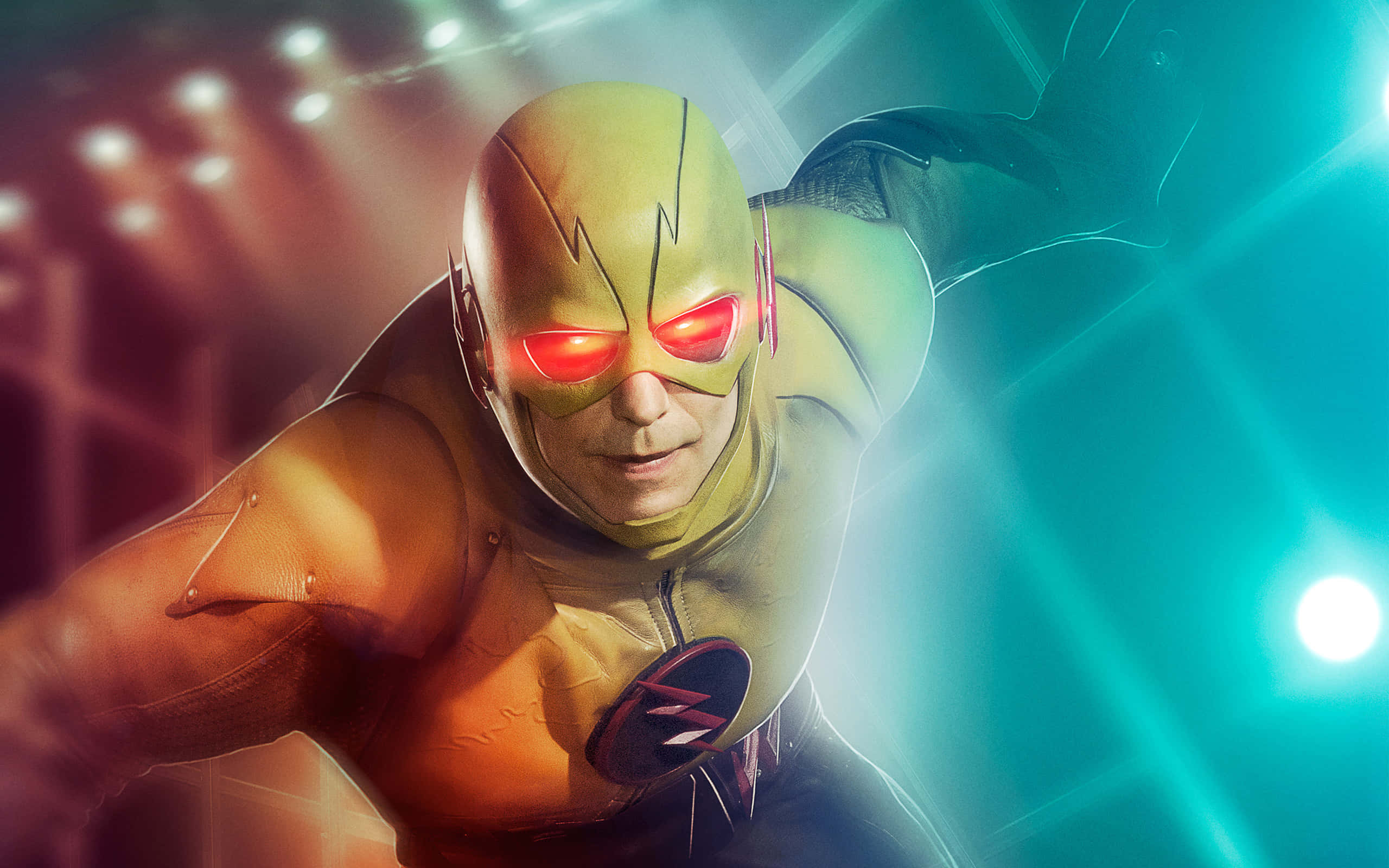 Reverse Flash, yellow suit, red glowing eyes, 2K Desktop Wallpaper
