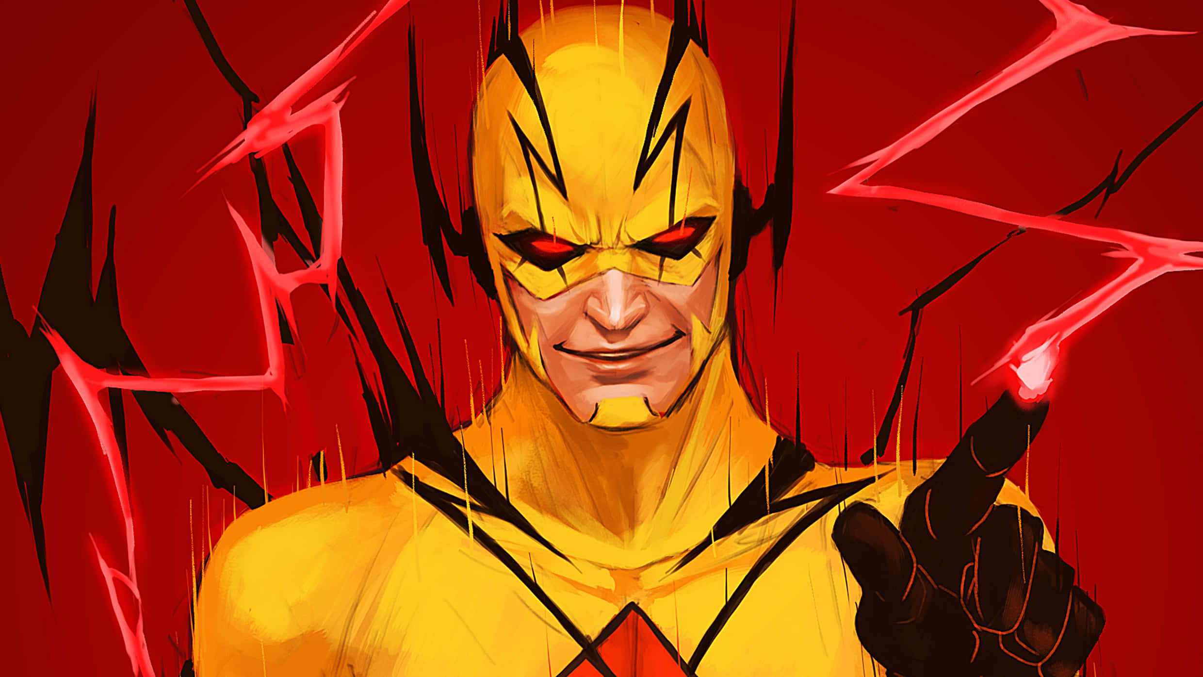 Reverse Flash, yellow suit, red lightning bolts, Full HD Desktop Wallpaper