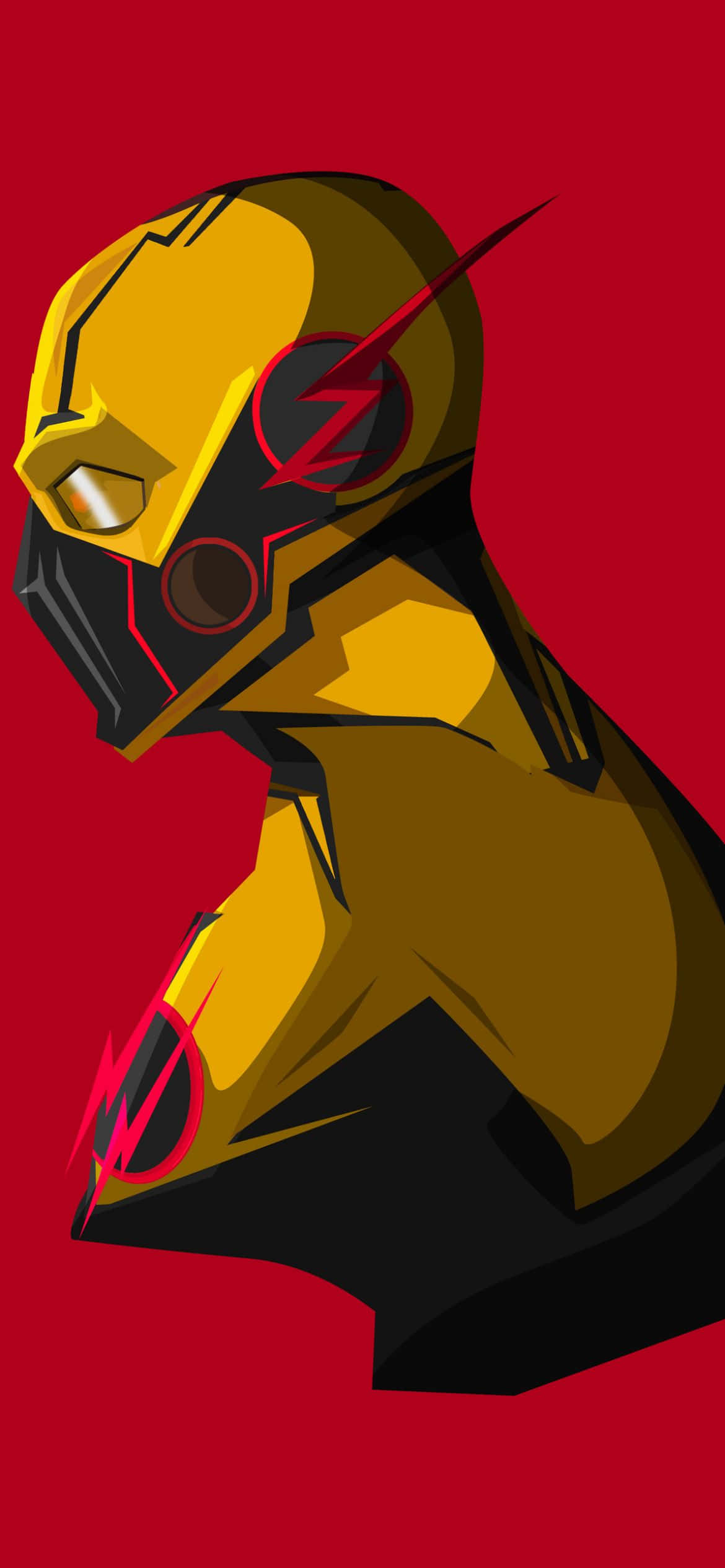 Reverse Flash, yellow and black suit, red lightning bolt emblem, Full HD Phone Wallpaper