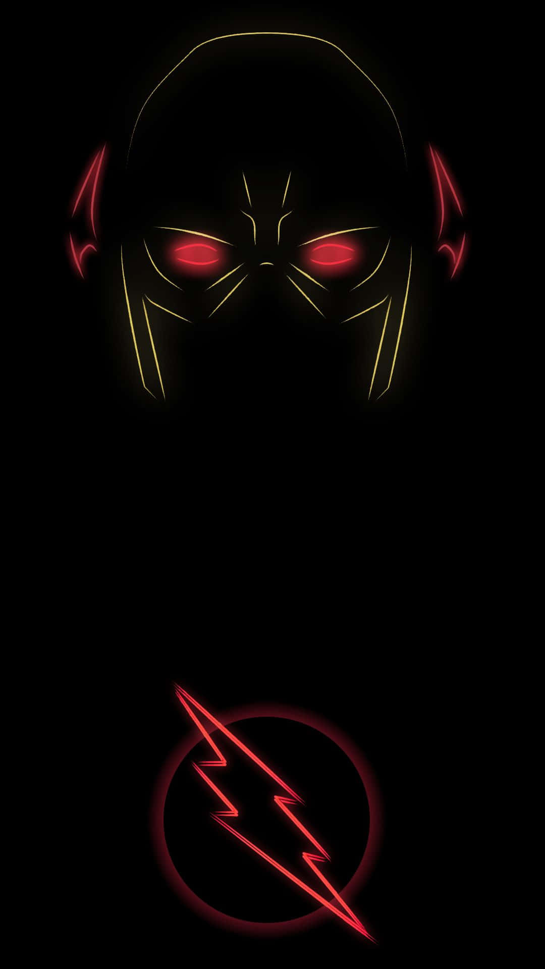 Reverse Flash, glowing red, gold masked face, Full HD Phone Wallpaper