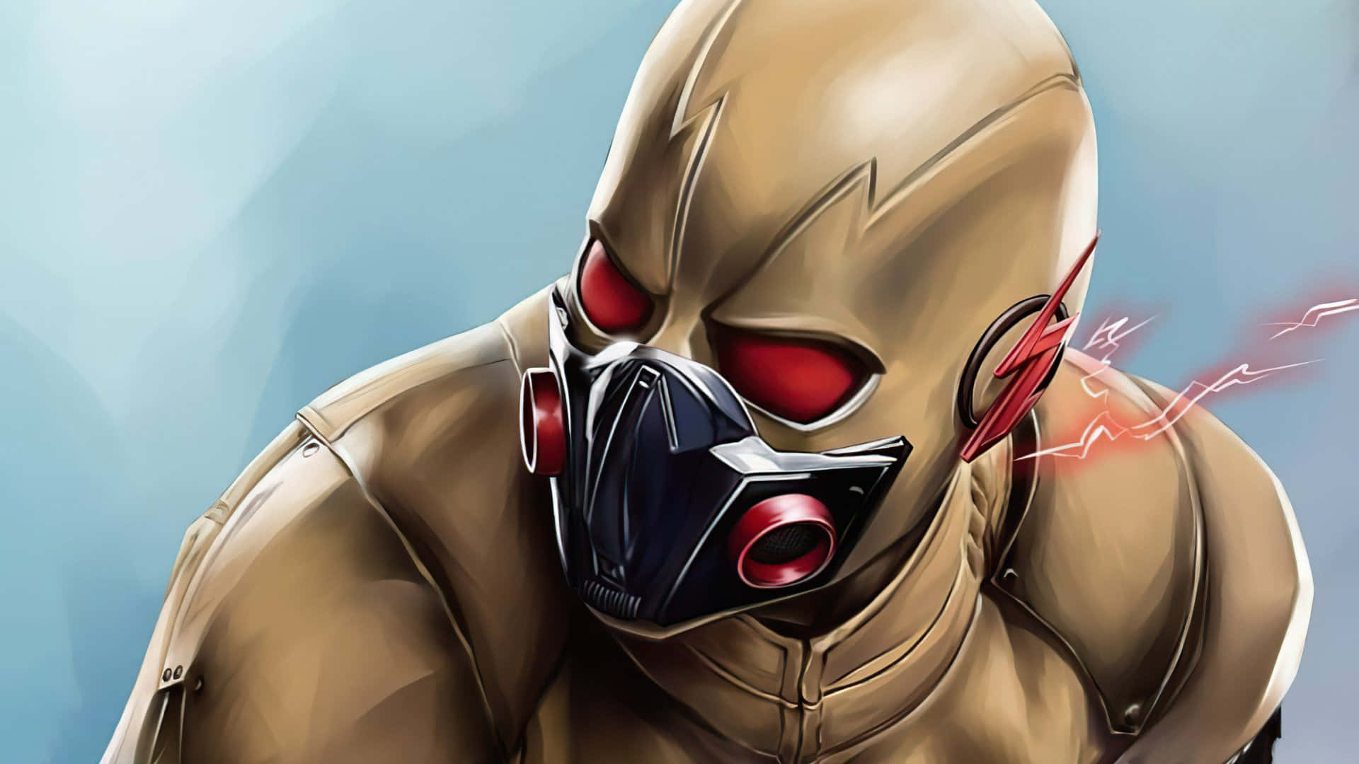 Reverse Flash, tan armored suit, glowing red eyes, Full HD Desktop Wallpaper