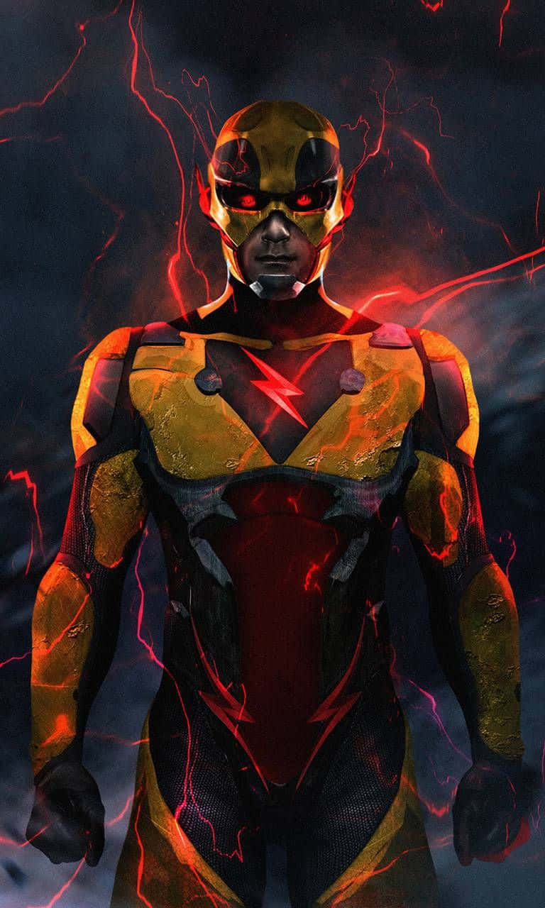 Reverse Flash, gold and red suit, glowing eyes, HD Phone Wallpaper