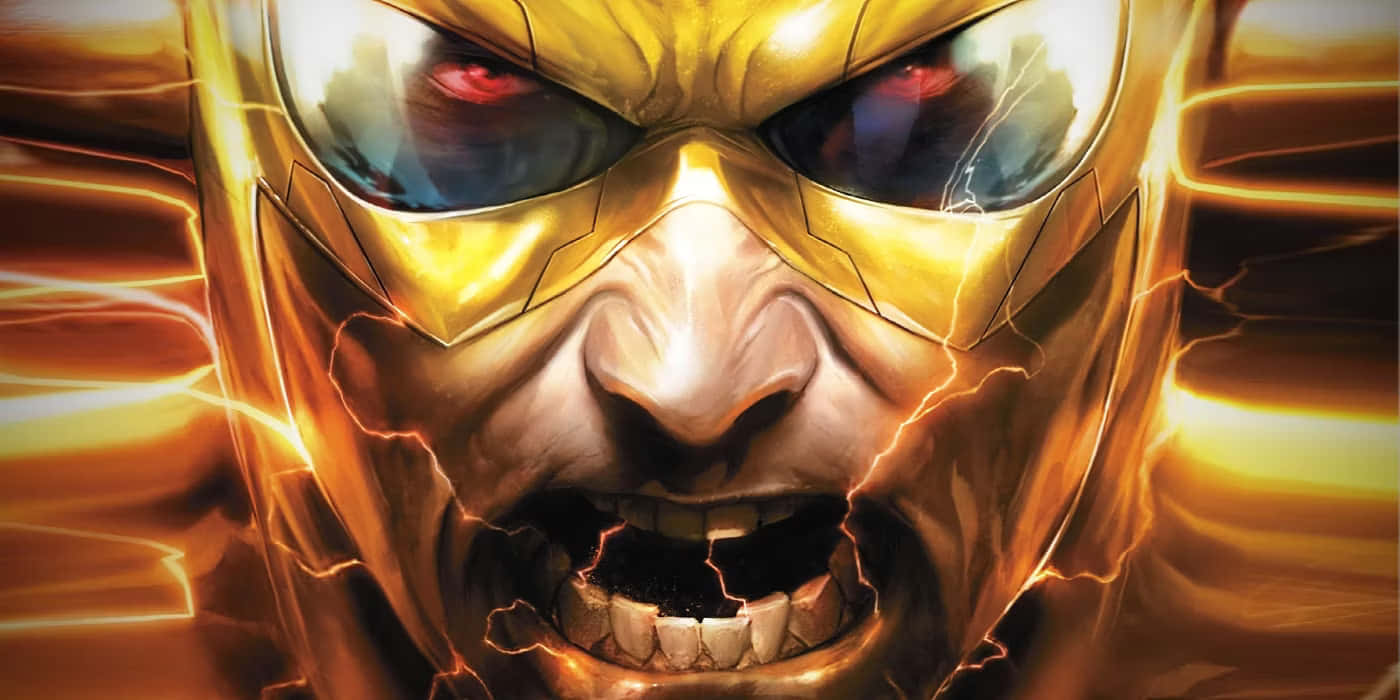 Reverse Flash, golden armored face, glowing red eyes, HD Desktop Wallpaper