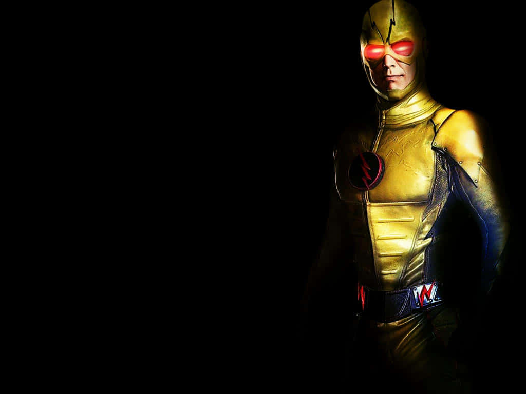 Reverse Flash, gold suit, glowing red eyes, SD Desktop Wallpaper