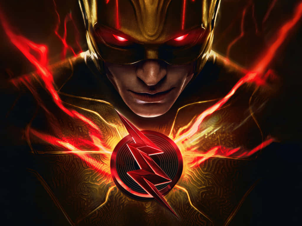 Reverse Flash, gold suit, glowing red eyes, SD Desktop Wallpaper
