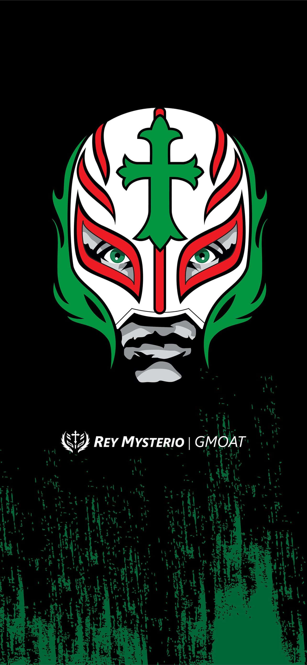 Rey Mysterio, white green and red lucha libre mask, green cross, 2K Phone Wallpaper