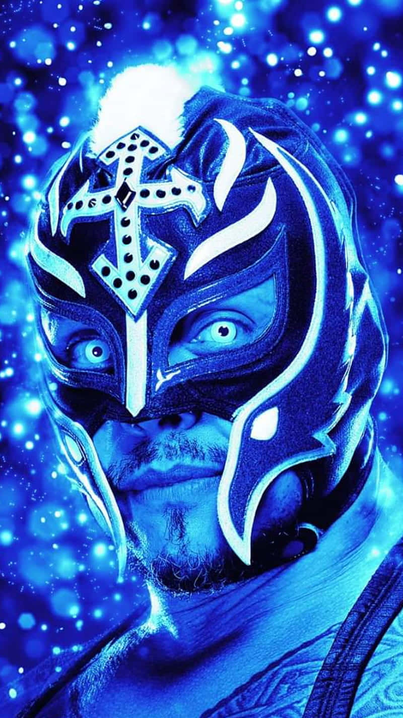 Rey Mysterio, blue and white lucha libre mask, cross emblem, HD Phone Wallpaper