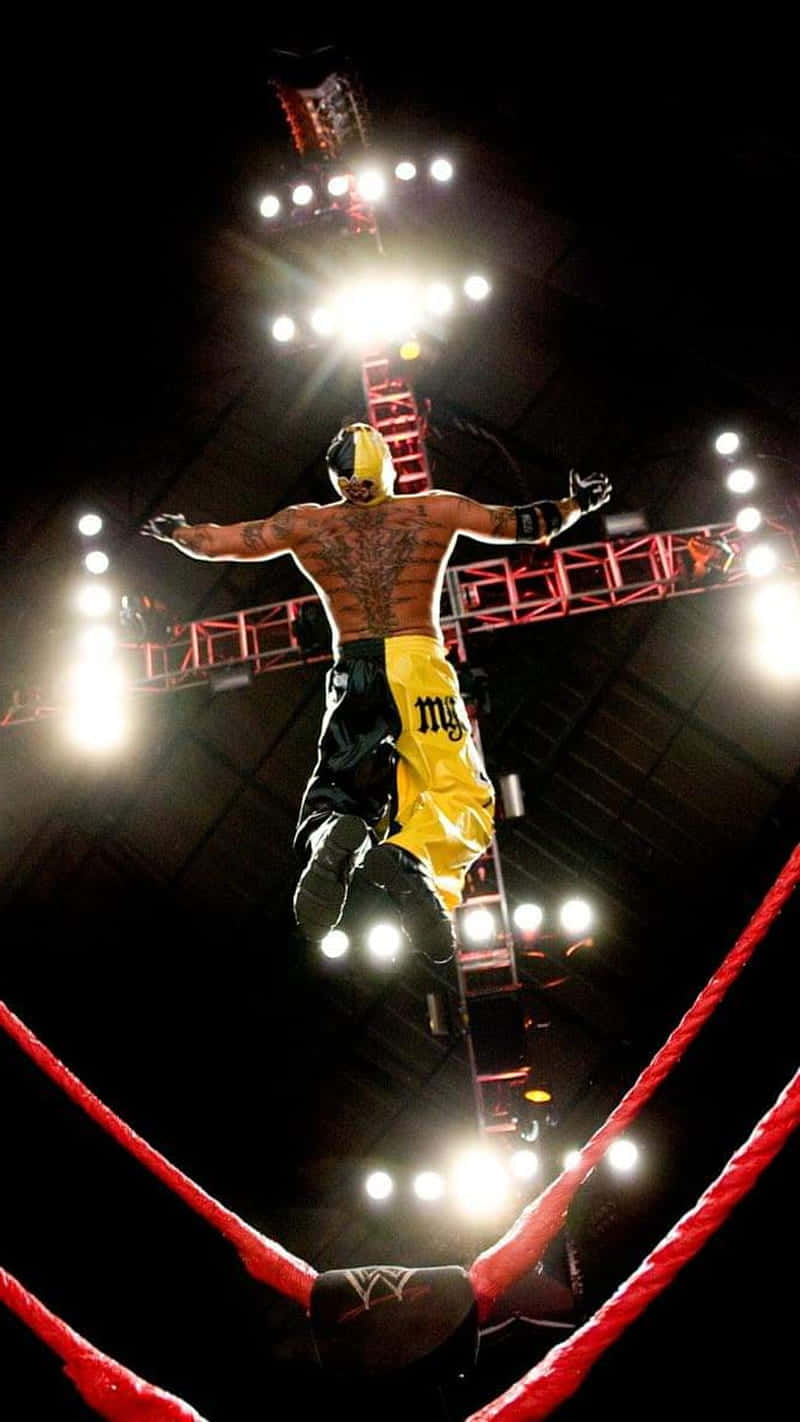 Rey Mysterio, yellow and black mask, ladder, HD Phone Wallpaper