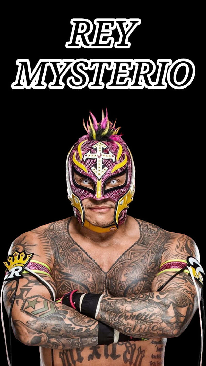 Rey Mysterio, purple and gold lucha libre mask, black background, HD Phone Wallpaper